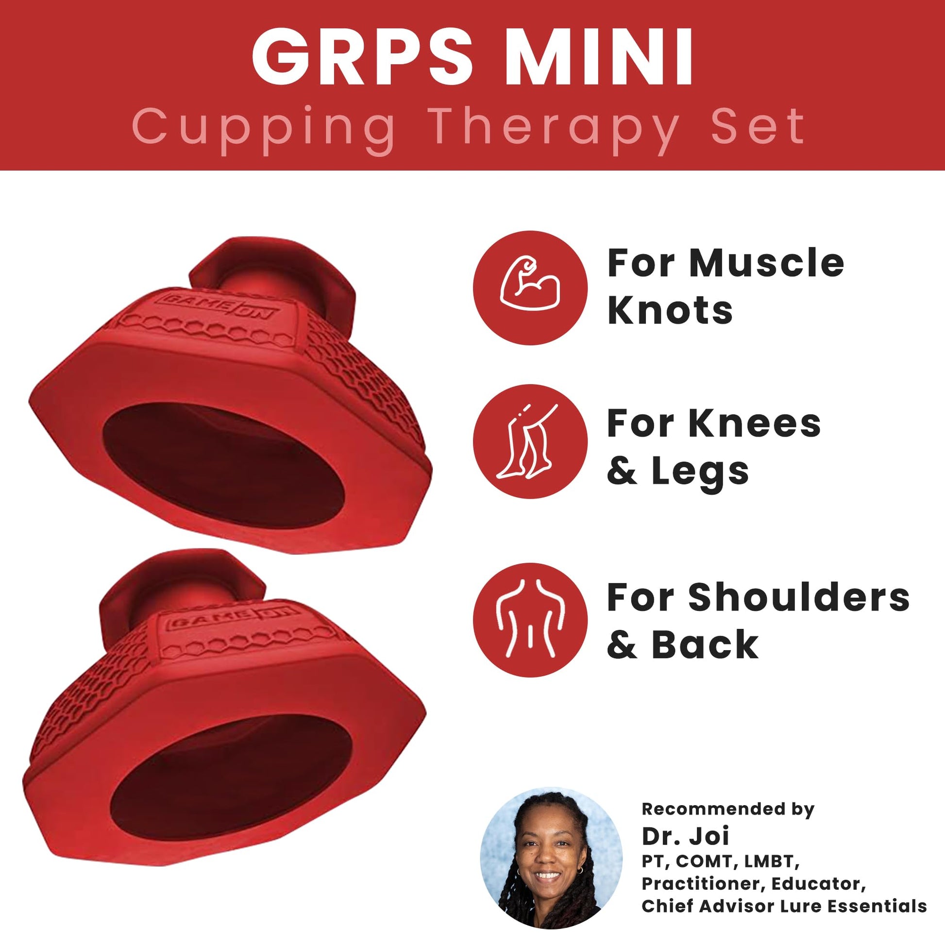 Game On GRPS Professional Quality Silicone Cupping Set for Massage Cupping Fascia Release Trigger Point & Deep Tissue Massager Tool for Back, Shoulders, Knee Pain, Muscle Soreness