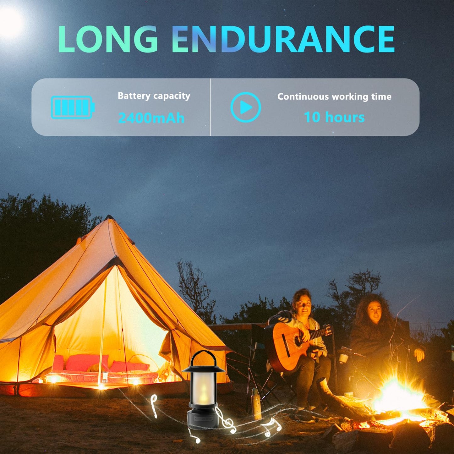 Altavoz Bluetooth al aire última intervensión, linterna de camping, altavoz impermeable para acampar, luz nocturna que se puede utilizar para la decoración de patios, porches, jardines, patios