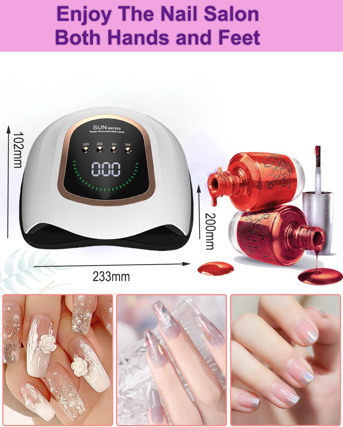 Lámpara de Uñas, 42 LED Secador de Uñas Profesional UV Lámpara de Uñas LED con 4 Ajustes de Temporizador, Pantalla LCD, Herramientas de Decoración de Uñas, Uso en el Hogar