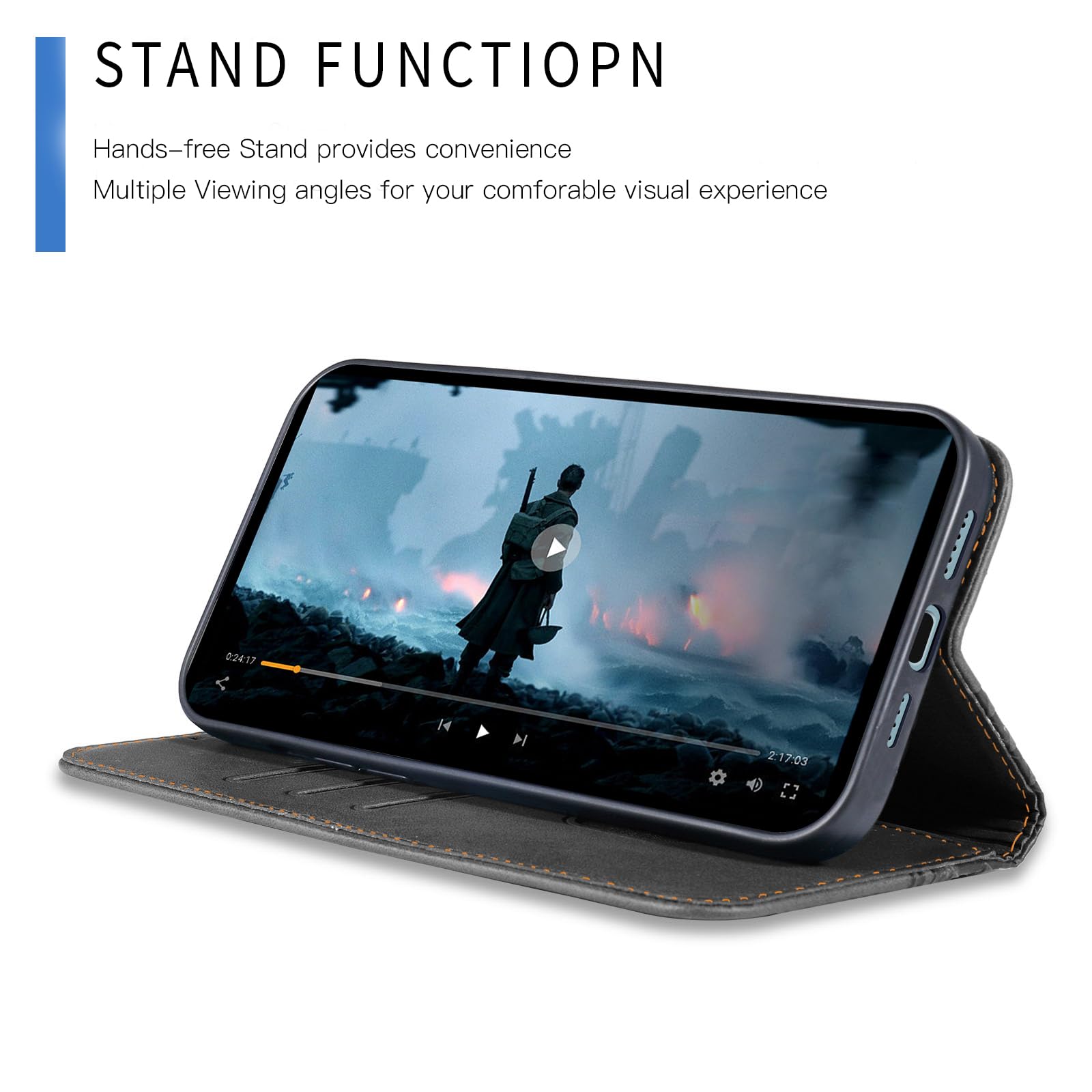Auslbin Funda para Samsung Galaxy S25 Ultra 5G 6.8, Flip Funda, Protectora PU Anticaída Samsung S25 Ultra/SM-S938B/DS Funda, Adsorción Magnética Paquete de Tarjetas Móviles, Negro