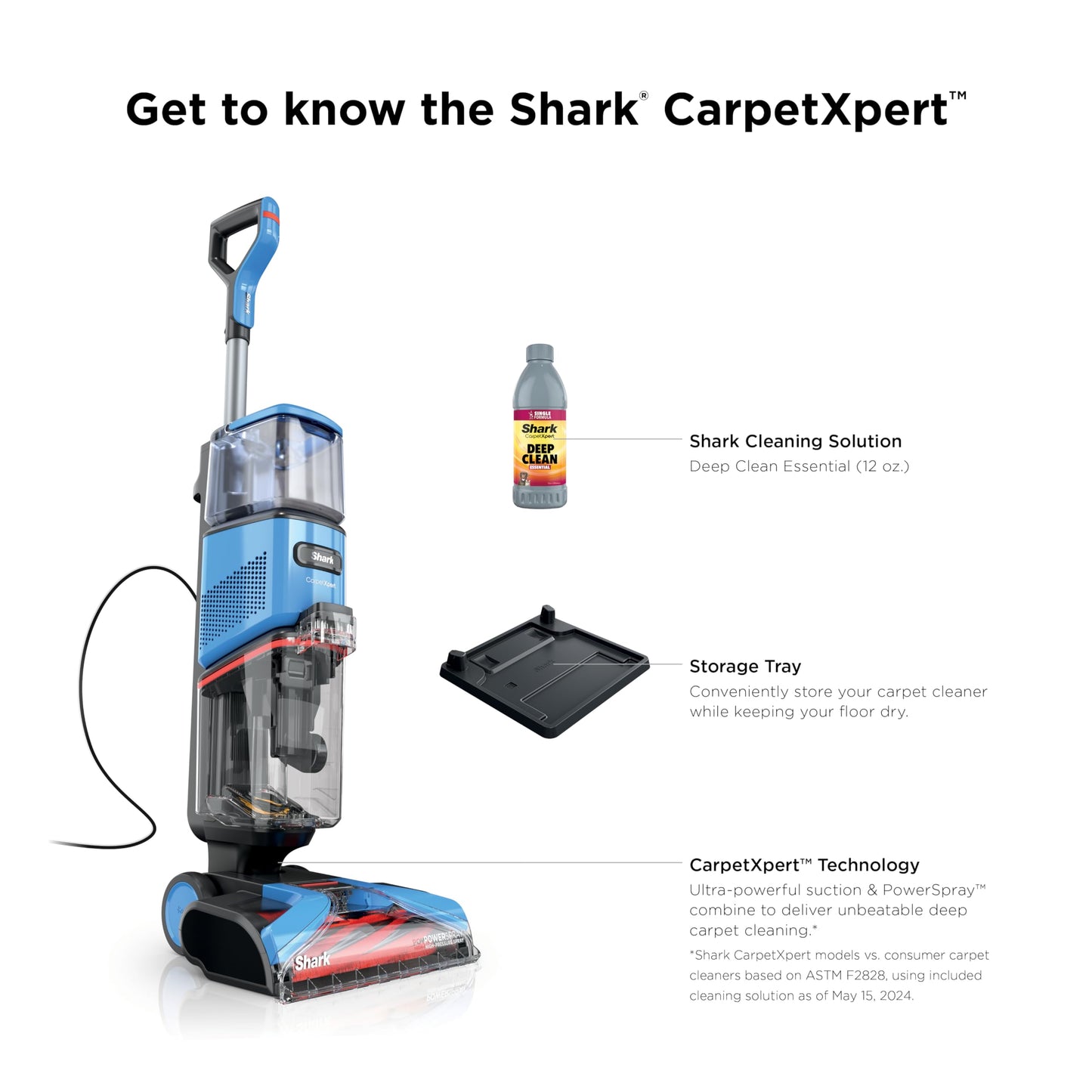 Limpiador Vertical de Alfombras Shark CarpetXpert Azul Ligero y Potente para Mascotas