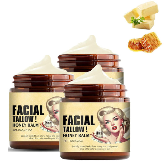 Bálsamo De Sebo De Res Batido Y Miel, Crema Facial Con Acabado De Pasto De Animales Alimentados Con Pasto, Bálsamo De Sebo Batido Y Miel, Bálsamo Multiusos De Sebo De Res Batido Y Miel, (3PCS)