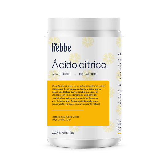 Hebbe | Ácido Cítrico | Reduce el pH, Antioxidante y Quelante | Poros Renovados y Piel Radiante | 1 kg
