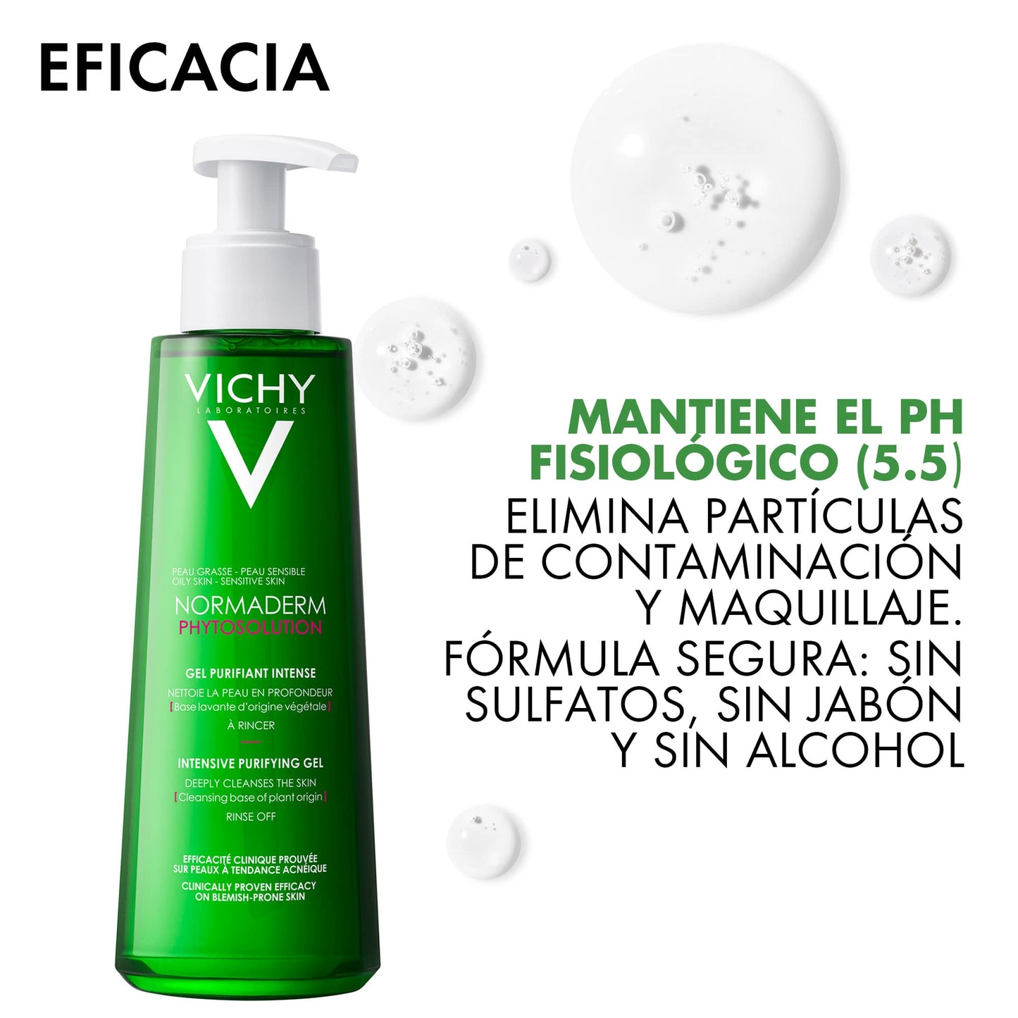 Vichy Gel Limpieza Rostro Anti-imperfecciones Normaderm Phytosolution - Reduce brillo e imperfecciones, para piel rasa o propensa al acné