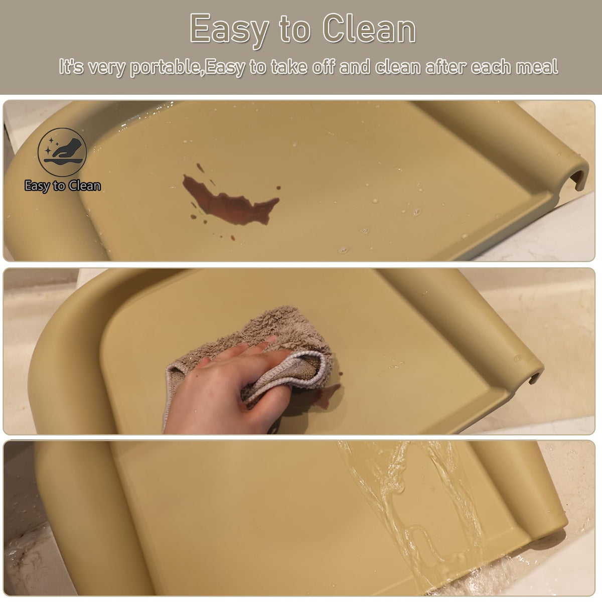 Bandeja de comedor de silicona mejorada para bebé, compatible con silla de mesa rápida Inglesina y sillas altas con gancho, sin BPA y apta para lavaplatos, charola de alimentación extraíble