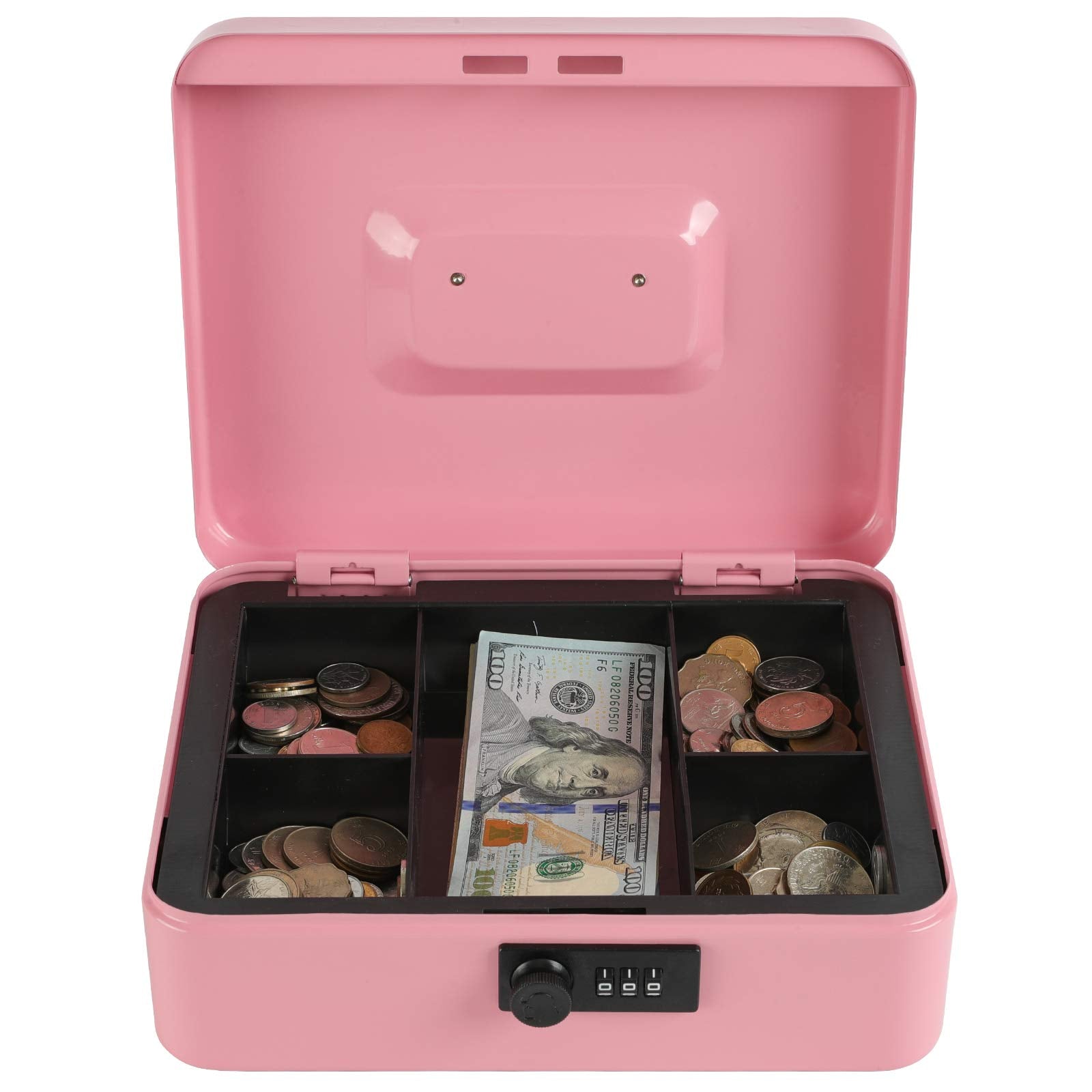 Caja Fuerte de Acero Xydled Rosa con Cerradura de Combinación y Bandeja Extraíble para Monedas