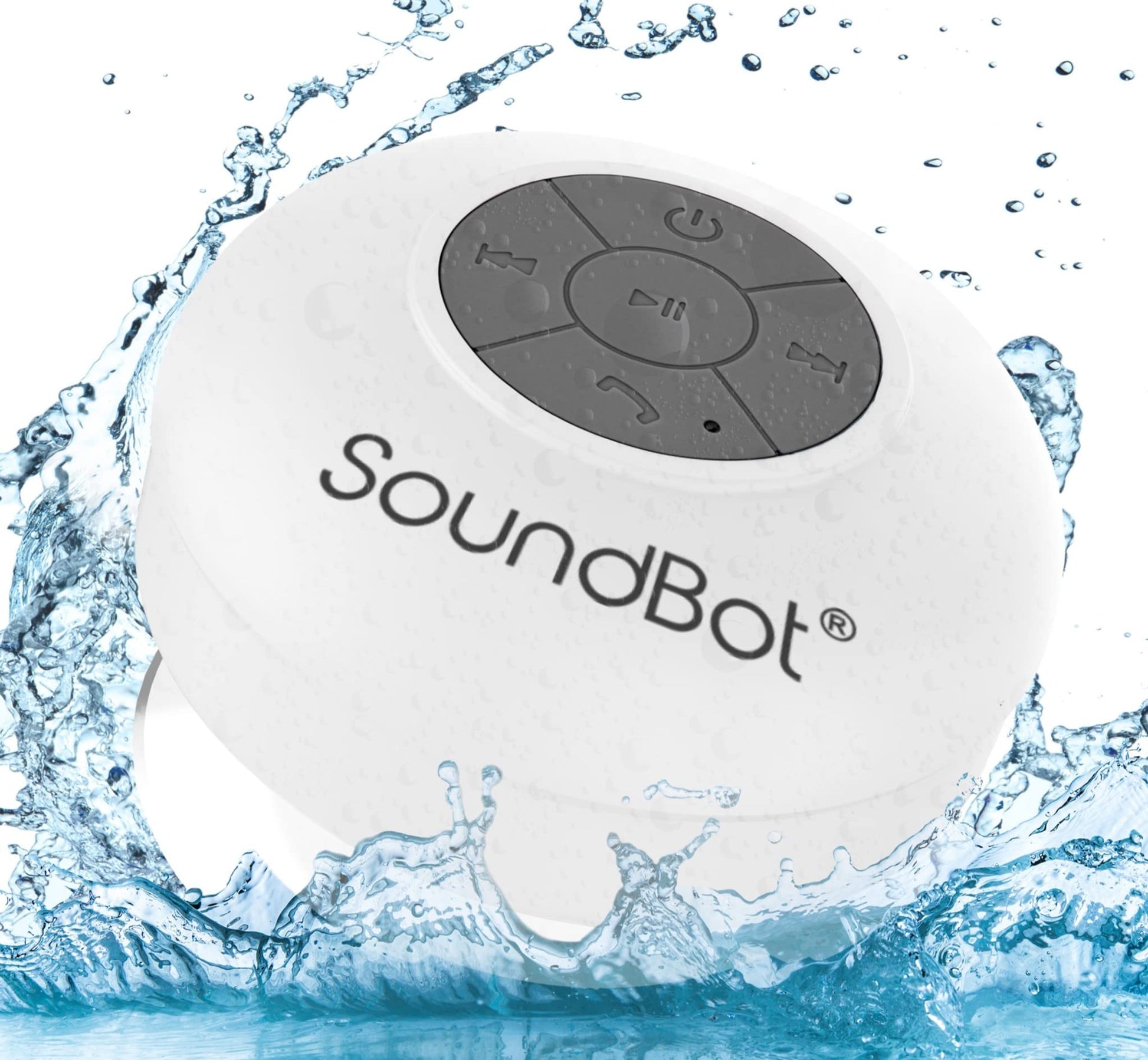SoundBot® SB510 HD Water Resistant Bluetooth 3.0 Shower Speaker, Handsfree Portable Speakerphone with Built-in Mic, 6hrs of playtime, Control Buttons and Dedicated Suction Cup for Showers, Bathroom, Pool, Boat, Car, Beach, & Outdoor Use (White)