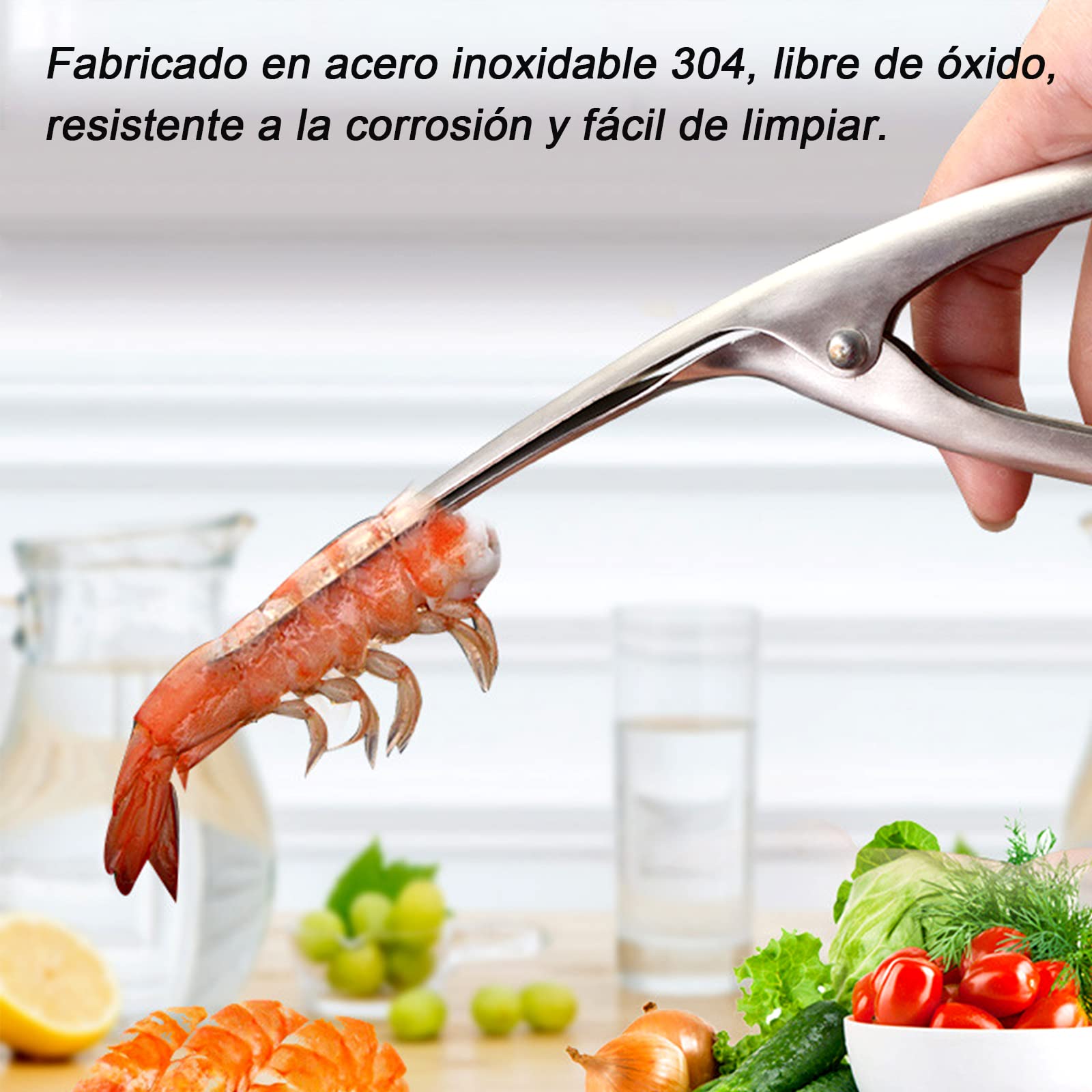Cuchillo Pelador De Camarones y Cuchillo Línea Camarones, Pelador de Gambas y Mariscos, Limpiador De Hilos De Camarones De Acero Inoxidable, para Restaurante, Hogar, etc