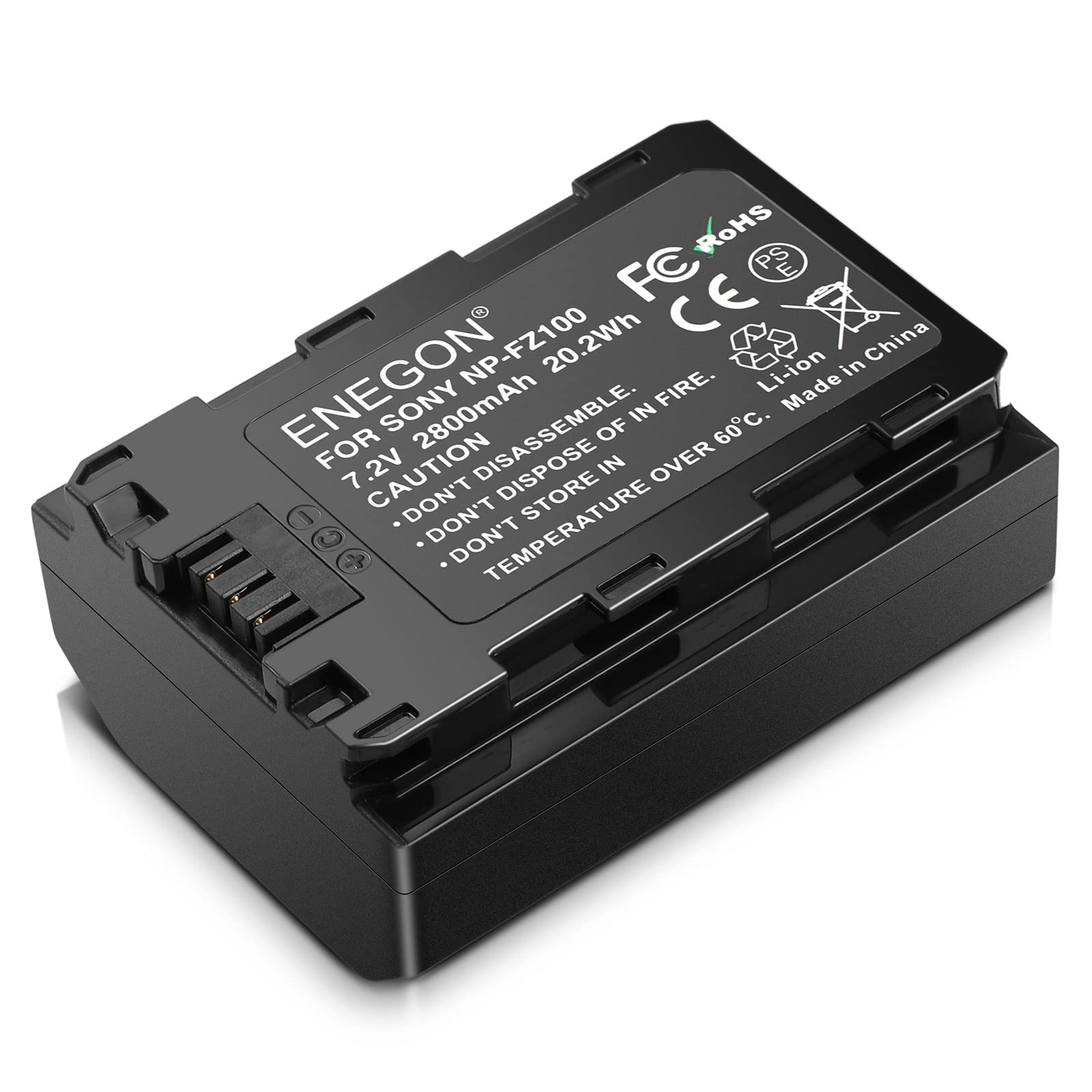 Batería Recargable de Iones de Litio ENEGON NP-FZ100 Compatible con Sony A6600, A7C, A7III y Más, 2800 mAh