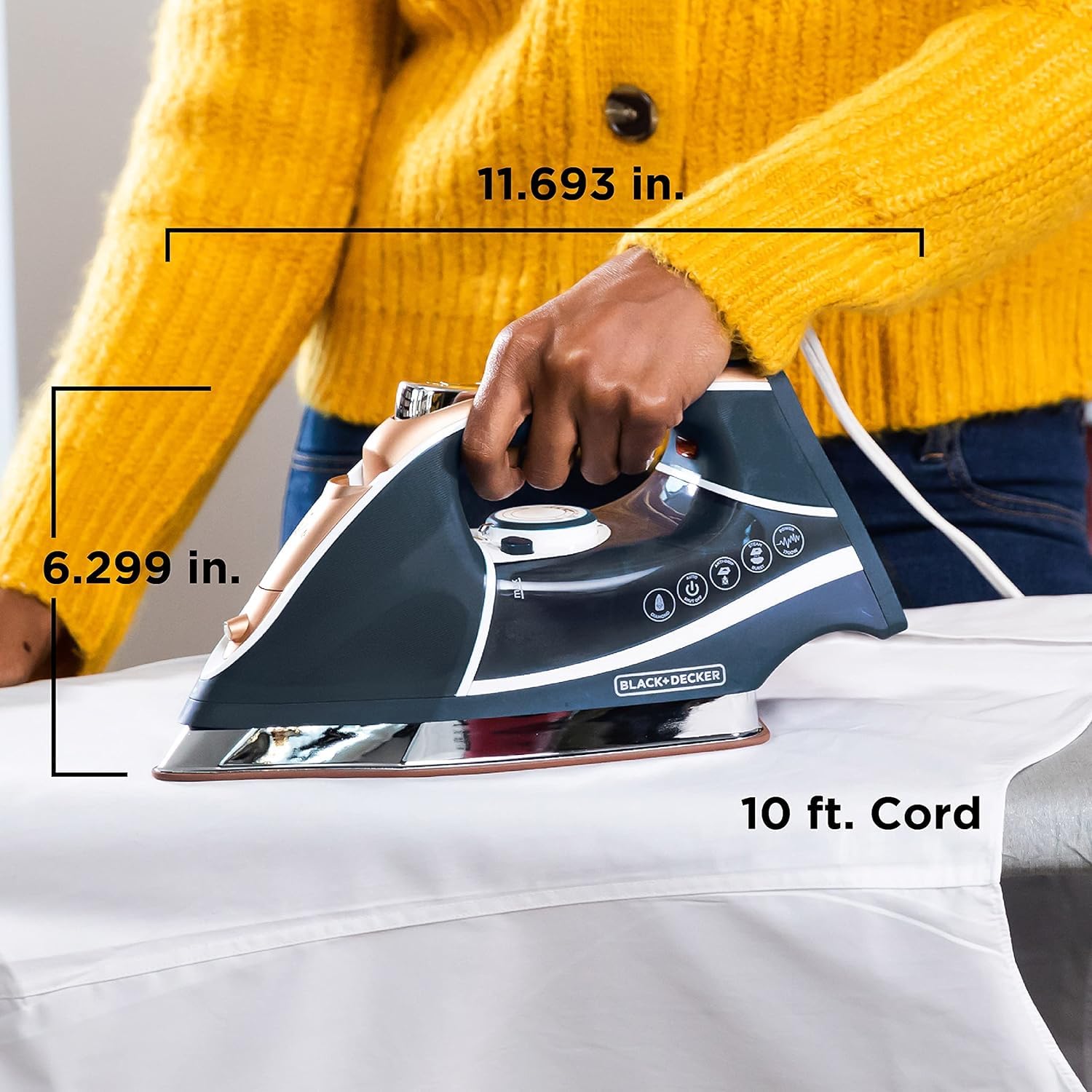 Black+Decker Elite Pro - Plancha de Vapor para 6 ajustes de 1700 W, Color Azul Marino