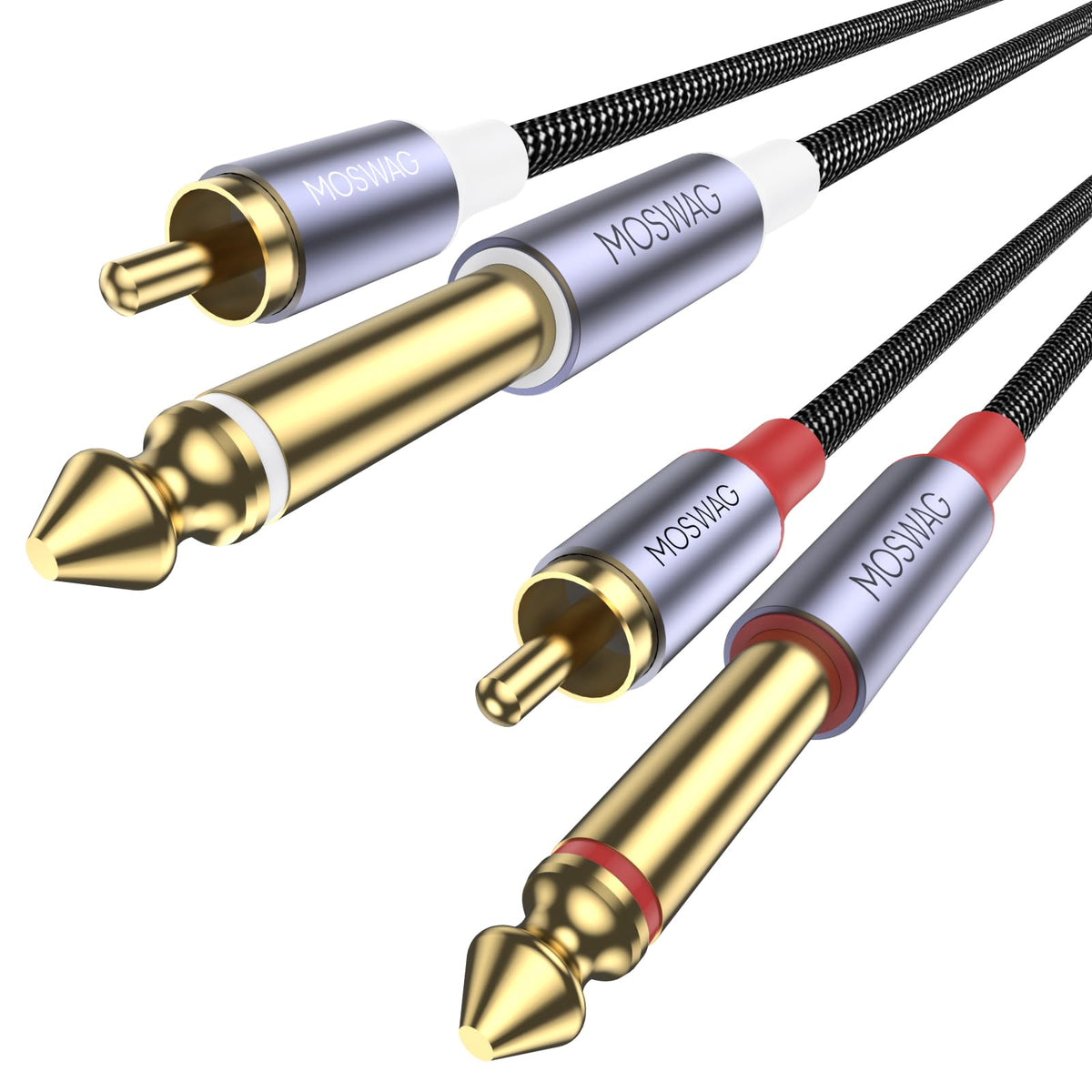 Cable Adaptador de Audio Estéreo MOSWAG Dorado para Mezclador y Amplificador