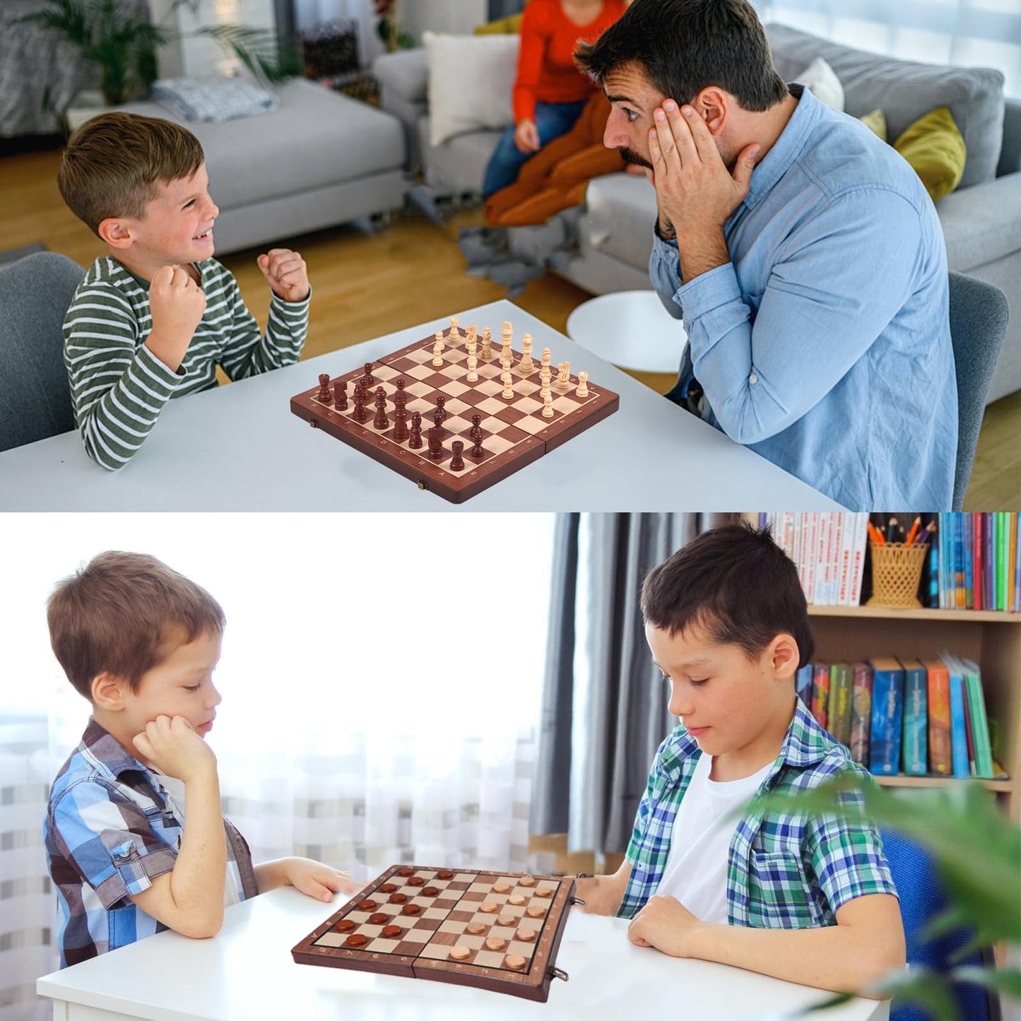 AUERQXZ Ajedrez Magnetico,Tablero de Ajedrez Plegable,Juego Chess internacional 2 en 1 diseño clásico,el juego de Ajedrez profesional profesionales y principiantes,Ajedrez niños y adultos (39 x 39 cm)