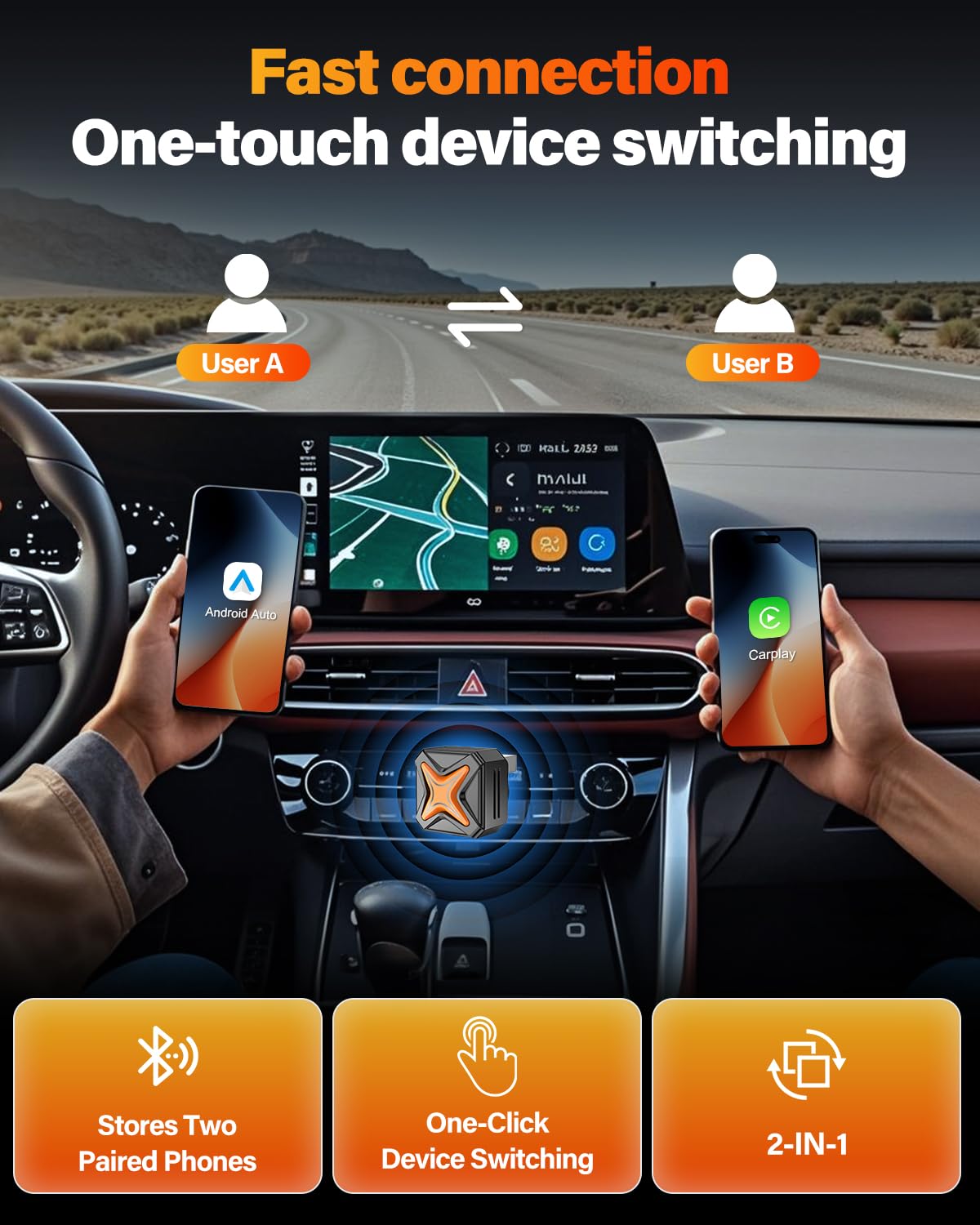 Adaptador Inalámbrico Visoud 2026 Blanco Ultra Mini con Reconexión Automática y Control de Botón