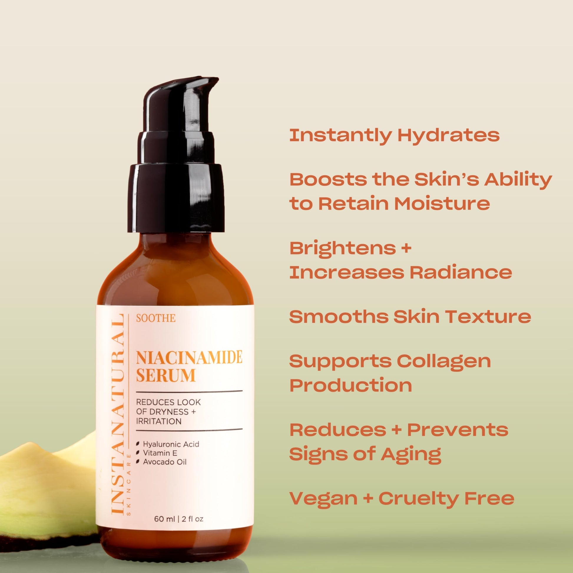 Niacinamide 5% Face Serum - Vitamin B3 Anti Aging Skin Moisturizer - Diminishes Appearance of Acne, Breakouts, Wrinkles, Fine Lines, Dark Spots, Age Spots & Hyperpigmentation - InstaNatural - 2 OZ