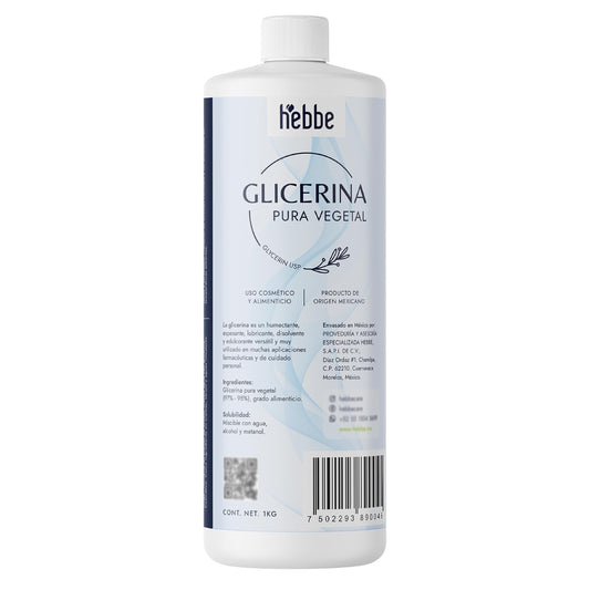 Hebbe | Glicerina Vegetal | Efecto Calmante | Para todo tipo de Piel | Uso Cosmético y Comestible | Refuerza la Hidratación | 1 kg