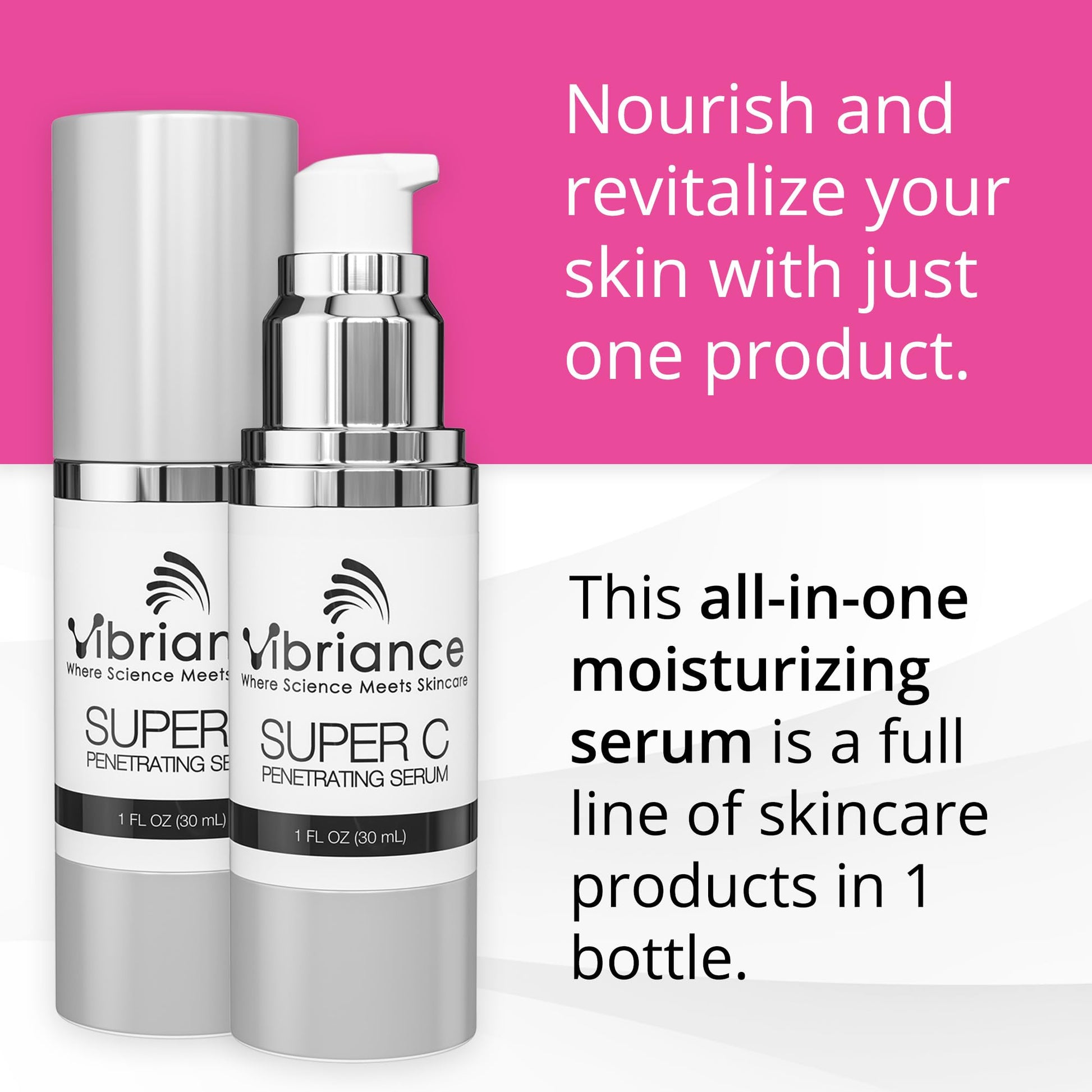 Vibriance Super C Serum for Mature Skin, Made in USA, All-In-One Formula Hydrates, Firms, Lifts, Smooths, Targets Age Spots, Wrinkles, Vitamin C Serum; 1 fl oz - Pack of 3