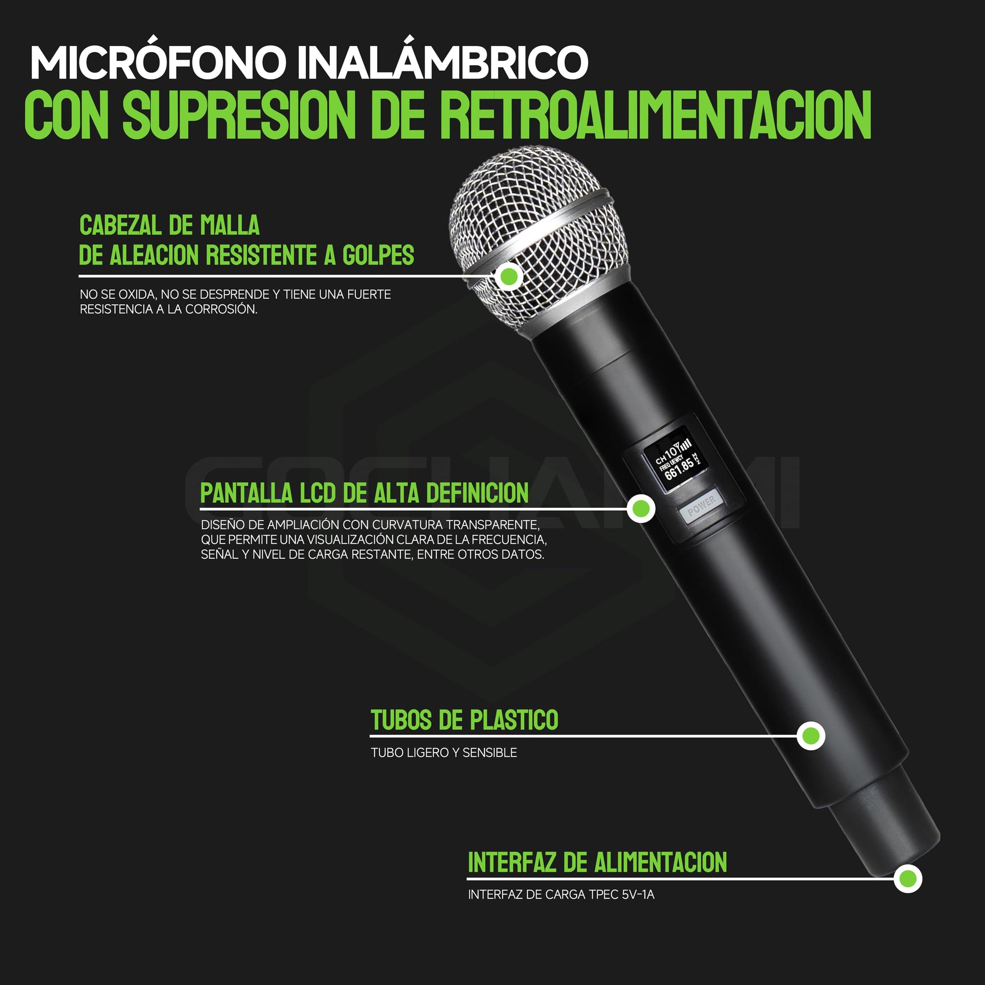GOCHANMI GX6 Mezcladora de Audio 6 Canales Con 2 Micrófono Inalambrico UHF 100M Rango,Mixer Profesional con 48V Phantom Power y Bluetooth USB Interface,para Home Karaoke Party Studio Recording