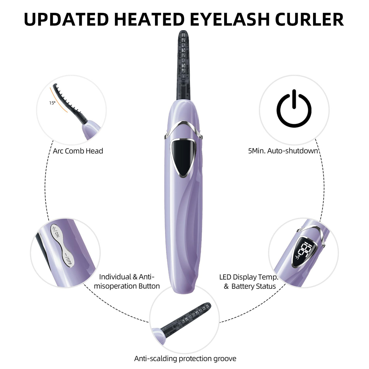 Rizador de Pestañas Eléctrico EYECURL S600 con Calor Preciso y Apagado Inteligente de Larga Duración