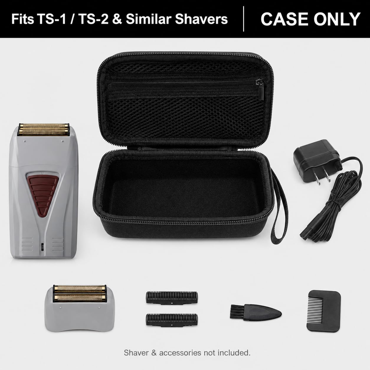 Funda compatible con la afeitadora Andis Profoil Lithium Plus Titanium 17200/17150 Pro Foil, almacenamiento de viaje para montaje de papel de aluminio de repuesto y cortadores interiores (solo caja)
