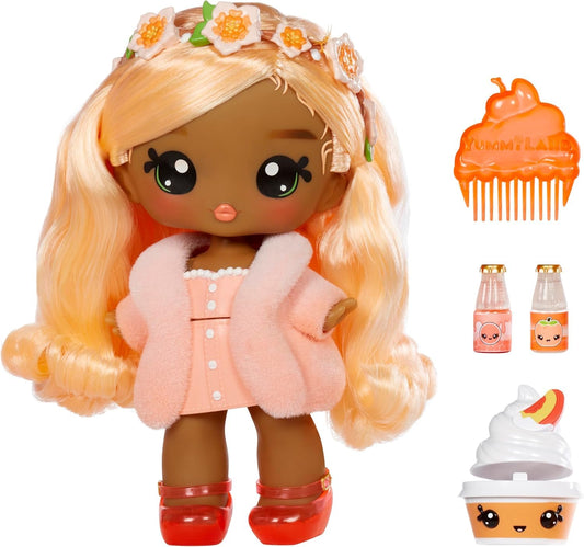 Muñeca Grande Yummiland Piper Peach Swirlyboo perfumada con Kit DIY de Brillo Labial para Niños