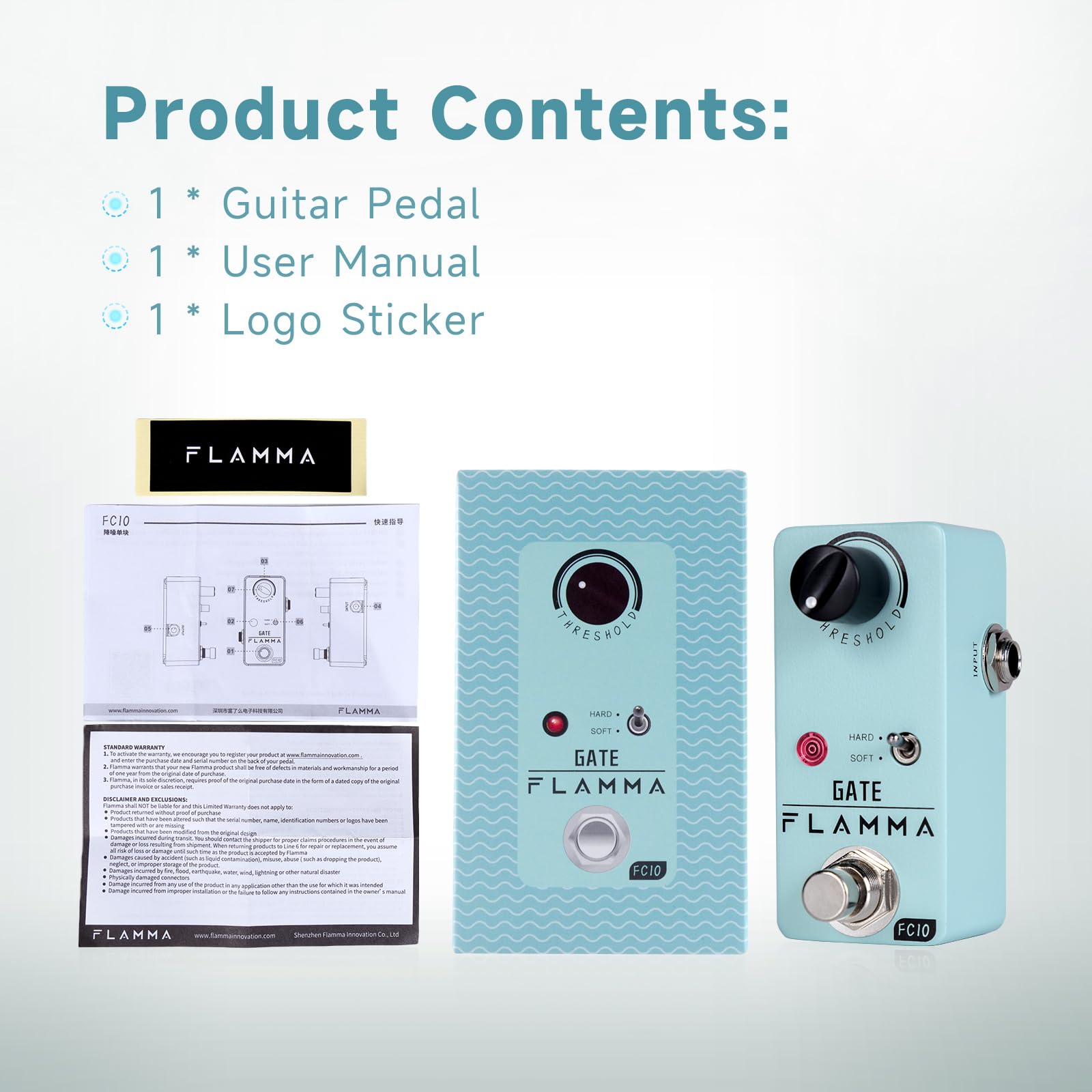 Pedal de Guitarra FLAMMA Noise Killer Gate Inteligente True Bypass