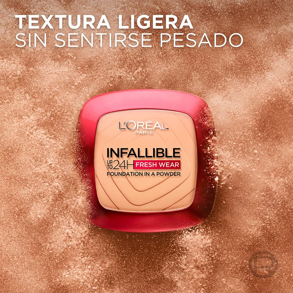 L´Oréal Paris base de maquillaje en polvo de larga duración Infallible 24h Freshwear, Tono 130 True Beige, 9gr