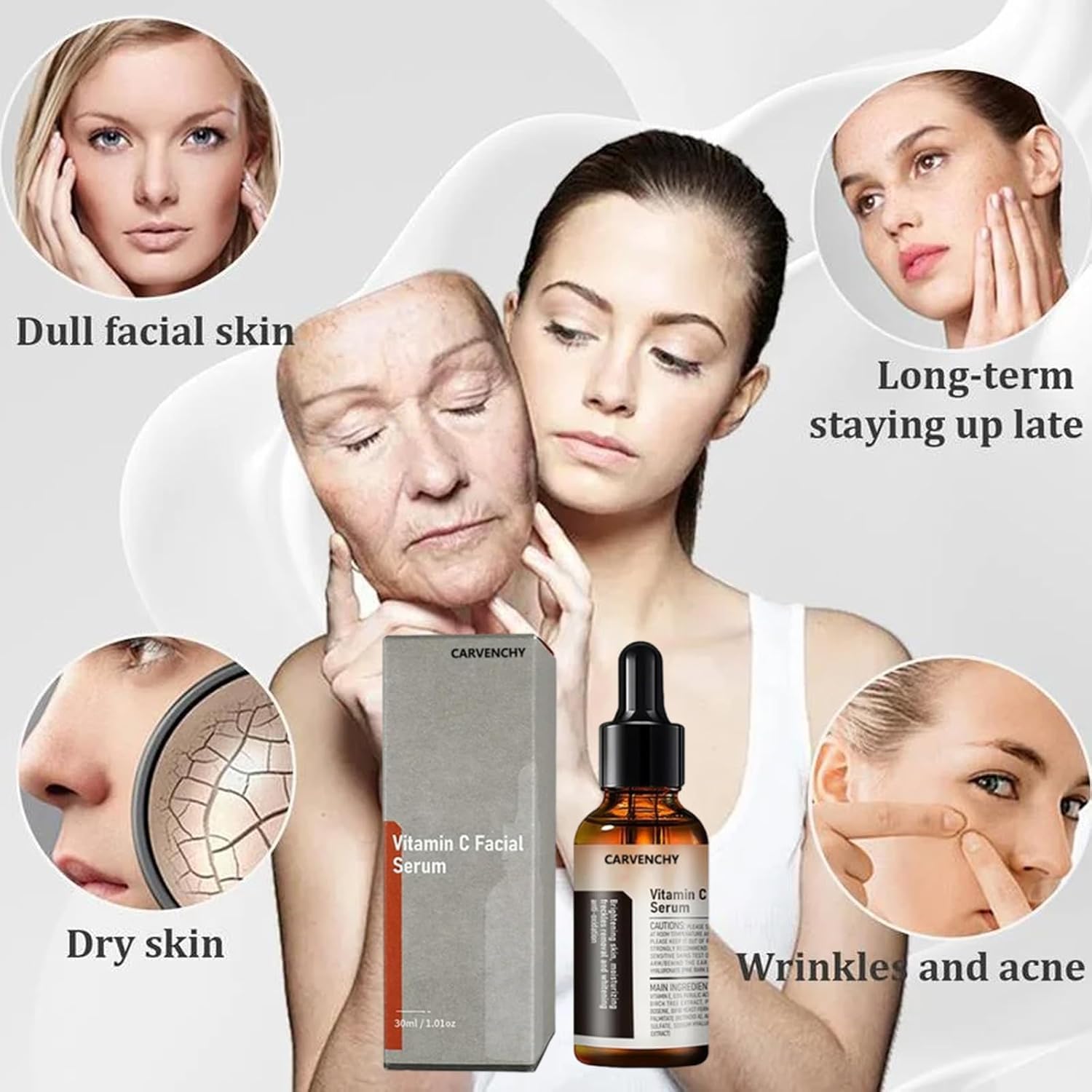CARVENCHY Vitamin C Facial Serum Essence,Hydration, Skin Moisturized, Anti-Aging (3pcs)
