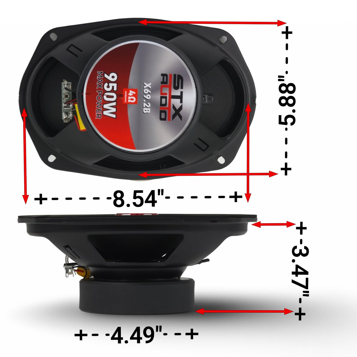 Altavoz de Rango Medio STX Audio Negro de 6 x 9 Pulgadas para Coche