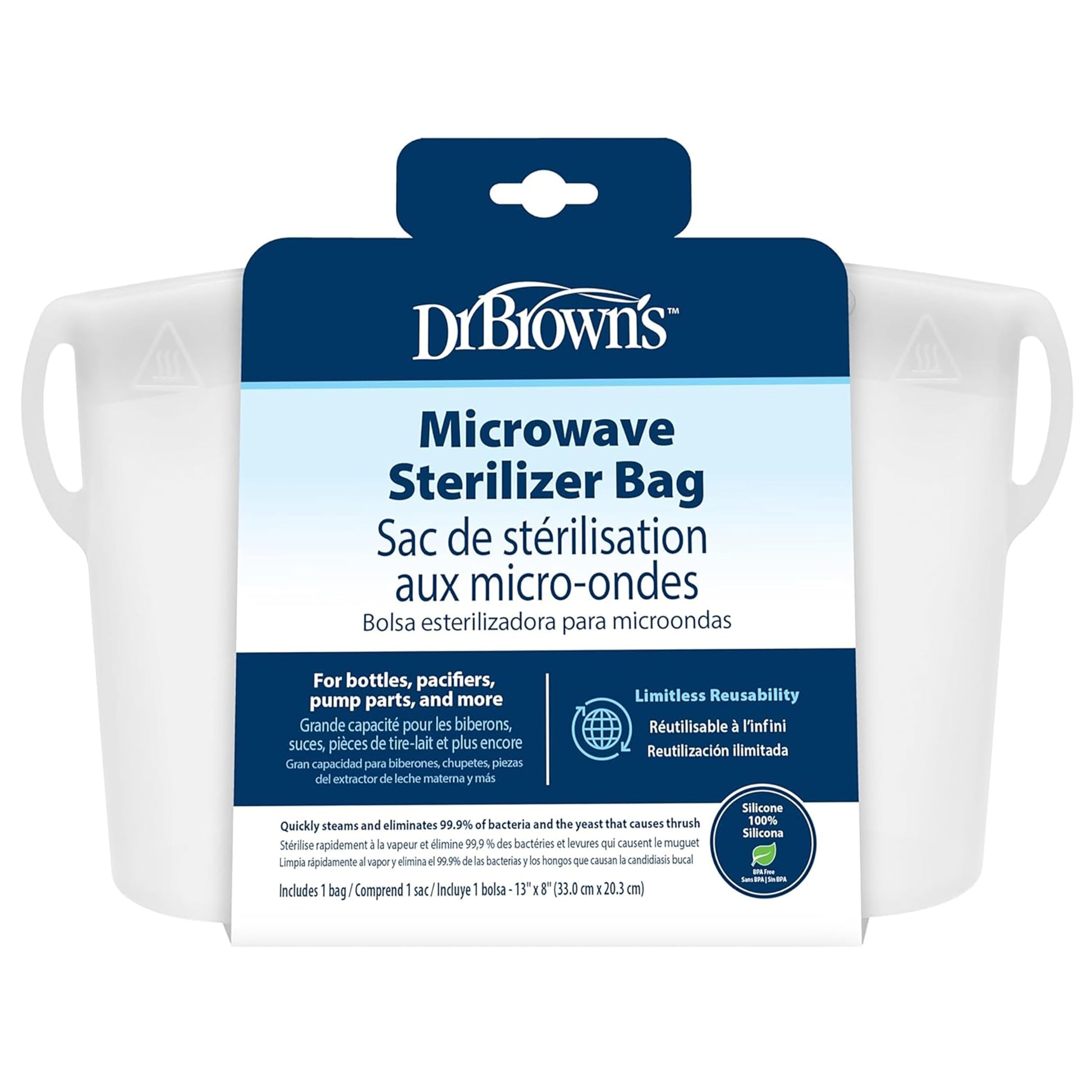 Bolsa Esterilizadora de Vapor Dr. Brown's Silicona Reutilizable para Biberones y Accesorios