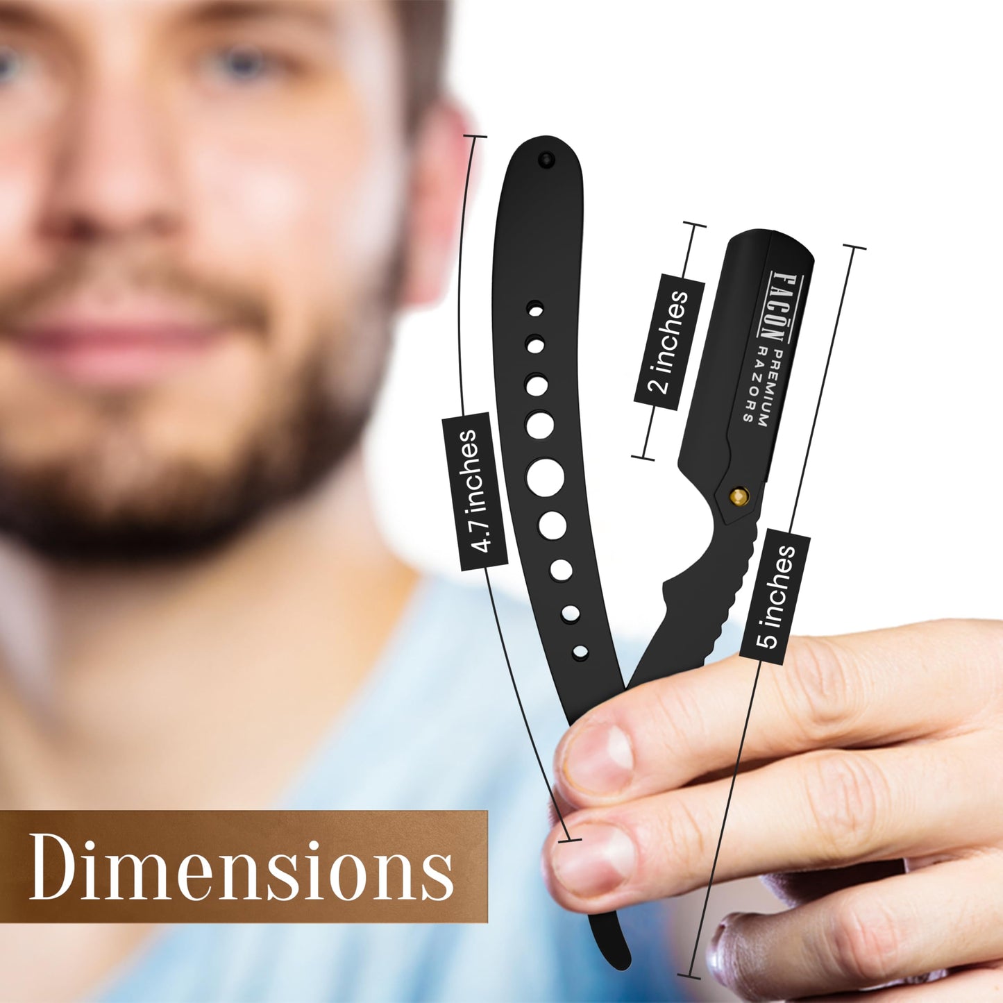 100 BLADES + Facón Professional Classic Straight Edge Barber Razor - Salon Quality Cut Throat Shavette