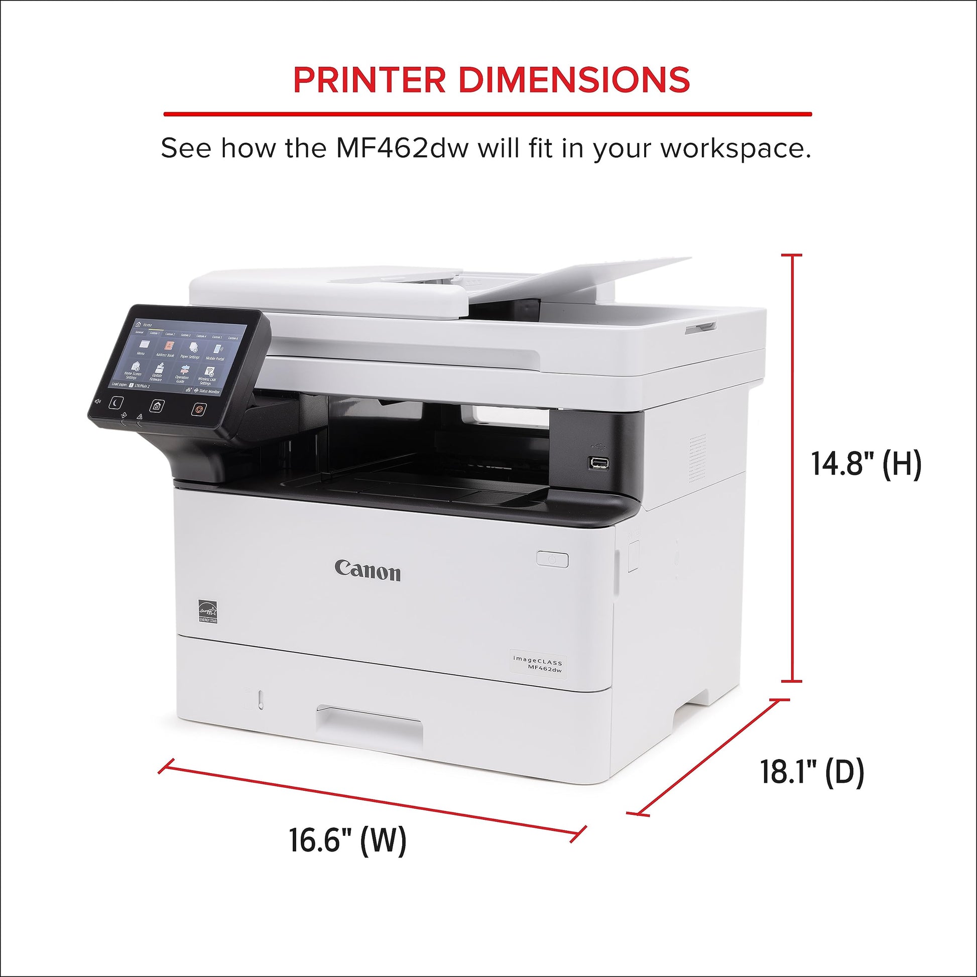 Canon imageCLASS MF462dw - Impresora láser Monocromática Dúplex Todo en uno, Inalámbrica, Garantía Limitada de 3 años