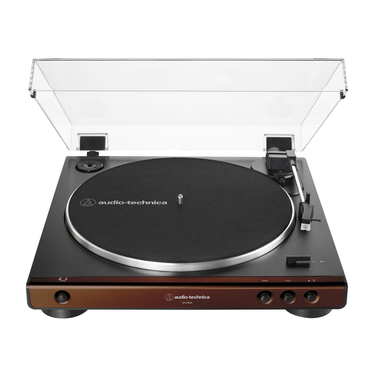 Audio-Technica - tocadiscos totalmente automático con transmisión por correa AT-LP60X-BW de audio technica de 33/45 RPM (marrón/negro)