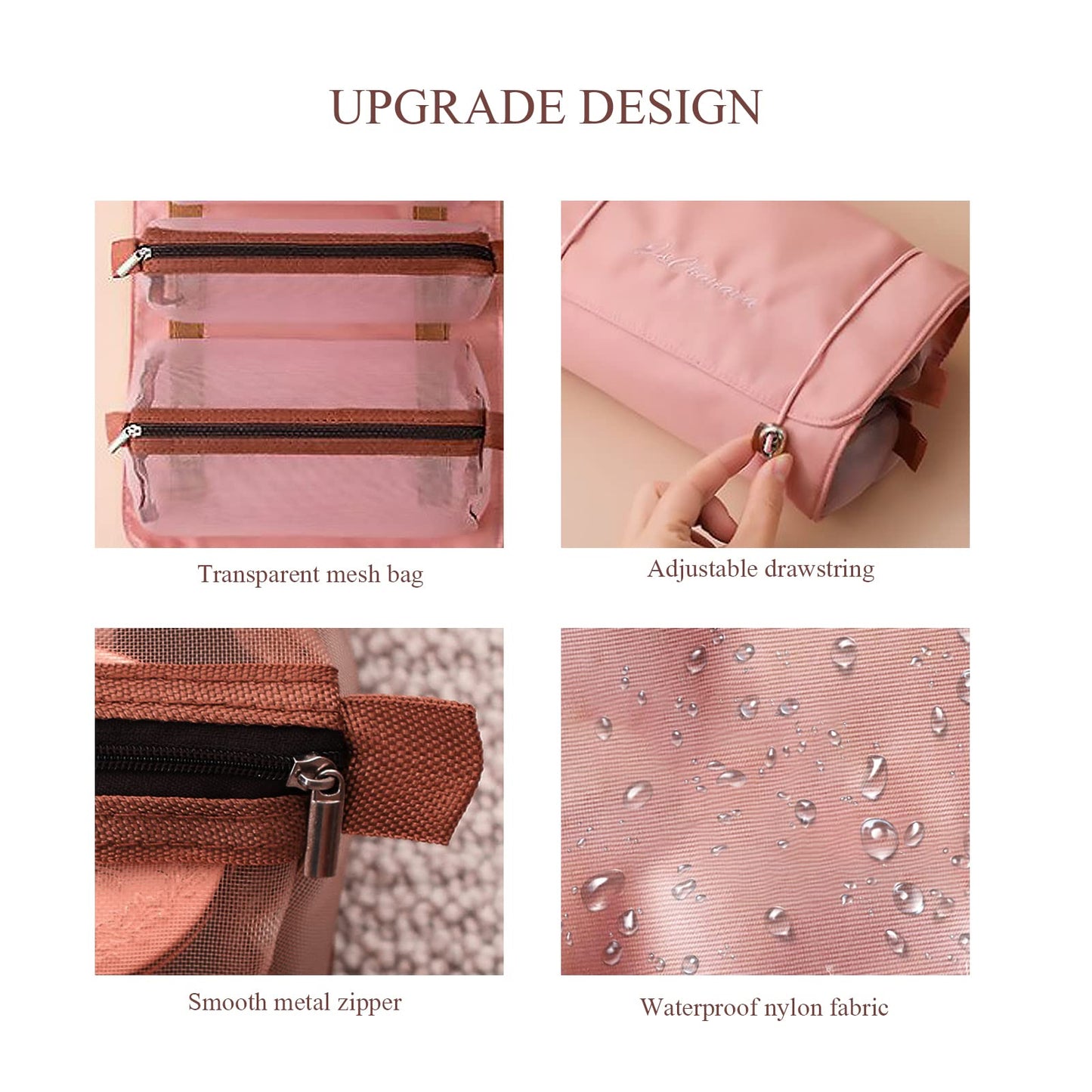 LumiSyne 4 En 1 Bolsa De Cosméticos Desmontable Bolsa De Aseo Colgante Et Enrollable Neceser De Viaje Bolsa De Maquillaje De Malla Portátil Plegable Bolsa De Aseo Neceser De Maquillaje Impermeable