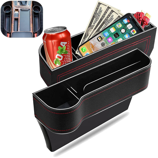Organizador De Asiento De Coche Universal De Piel Con Soporte Para Taza Para Teléfonos, Llaves y Tarjetas