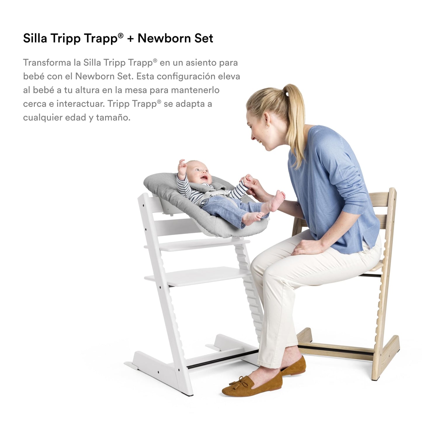 Silla Tripp Trapp de Stokke con Newborn Set (Gris) - Para recién nacidos hasta 9 kilos - Acogedor, seguro y fácil de usar (Black)