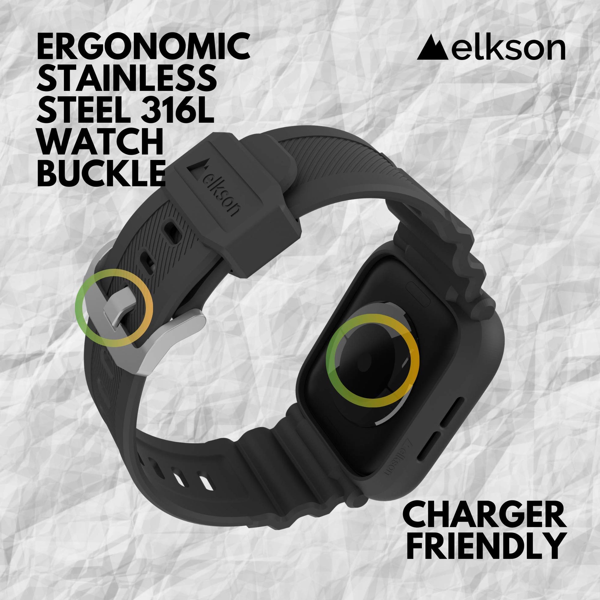 elkson - Funda Protectora Resistente de Grado Militar para Apple Watch Series 9/8/7/6/SE/5/4 [45/44 mm], Color Negro