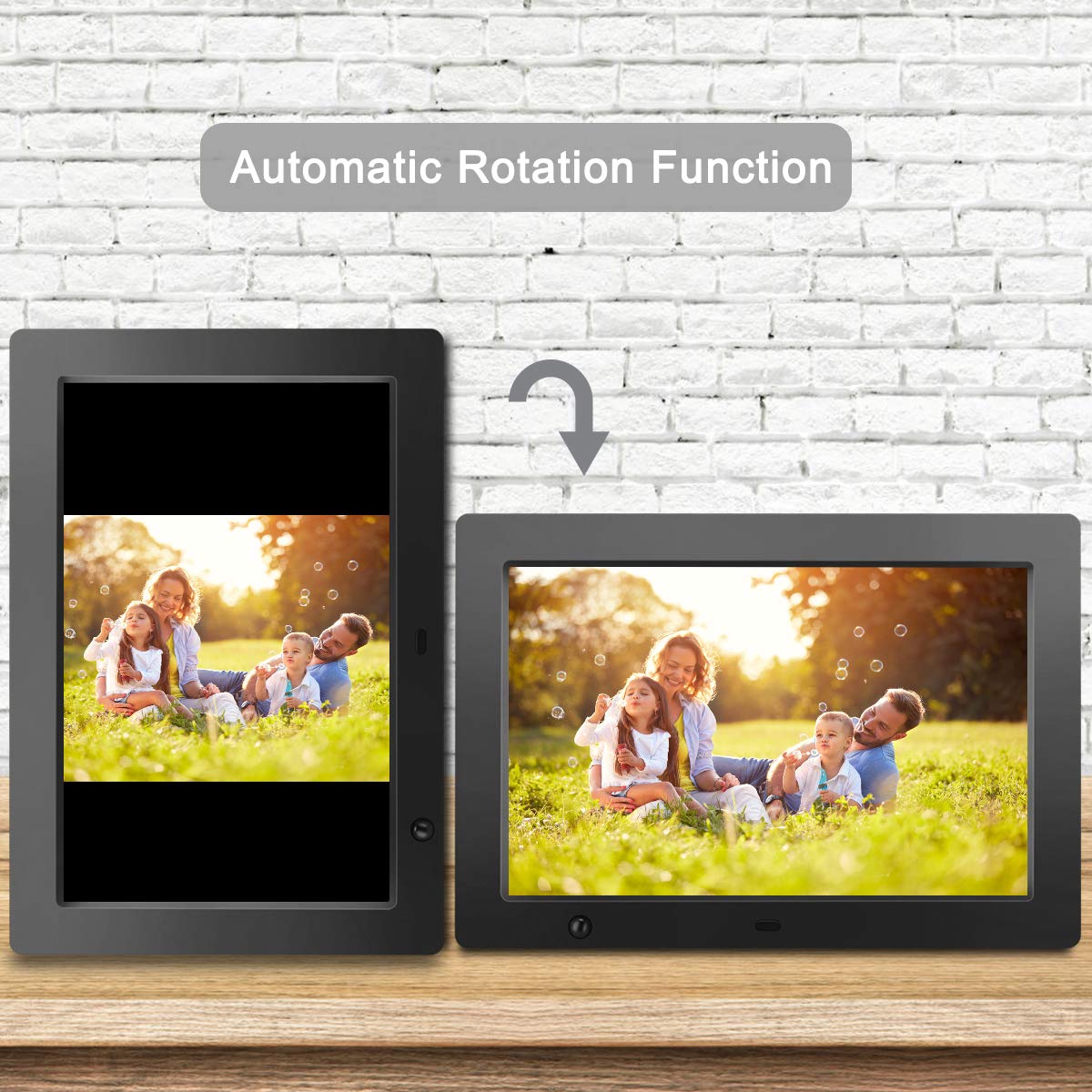 FLYAMAPIRIT - Marco digital para fotos de 10 pulgadas con visualización HD IPS con sensor de movimiento, vídeo, música de fondo, calendario, reloj, rotación automática, los mejores regalos