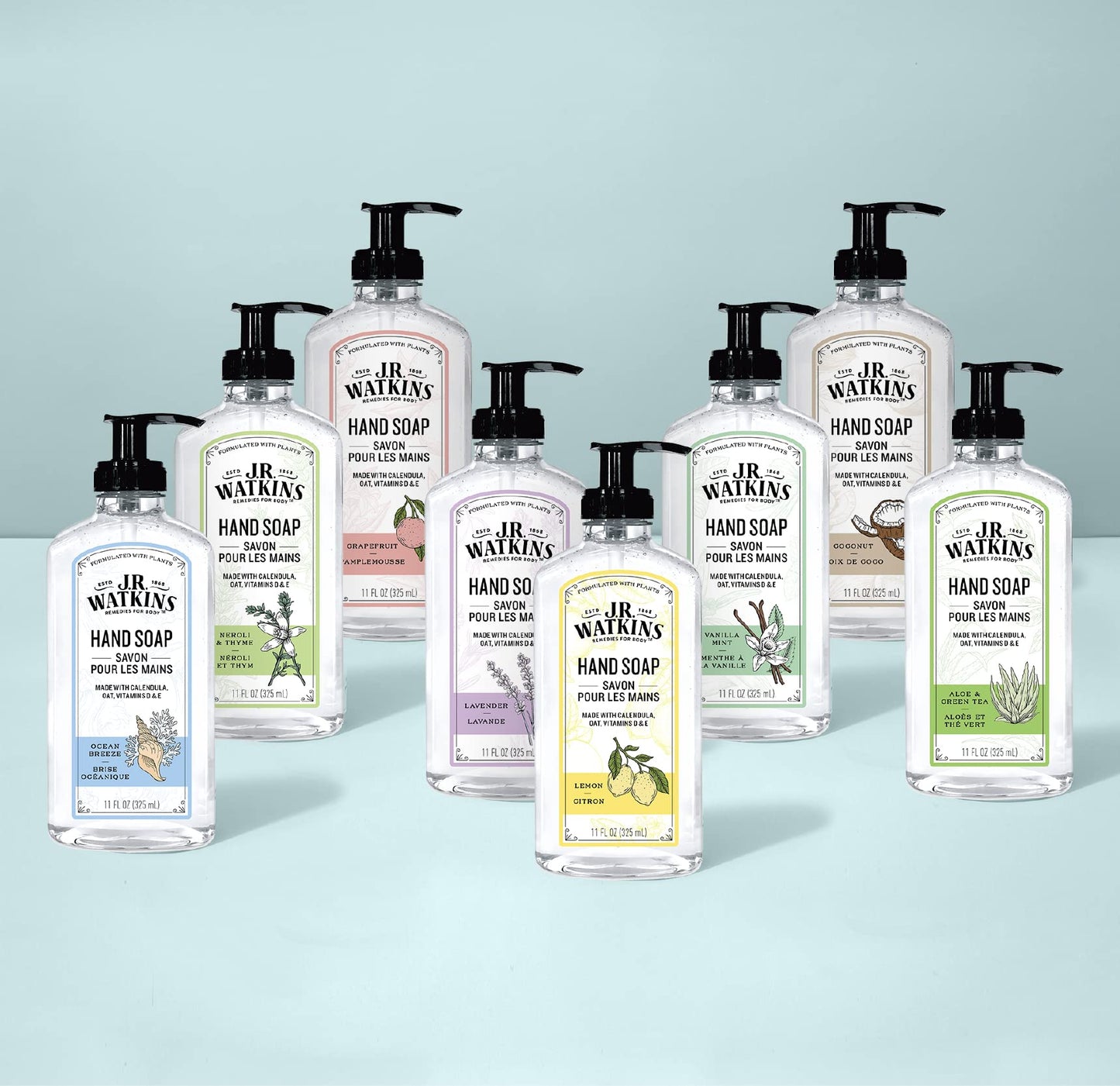J.R. Watkins Natural Liquid Hand Soap, Aloe & Green Tea, 11 Ounce (Pack of 6)