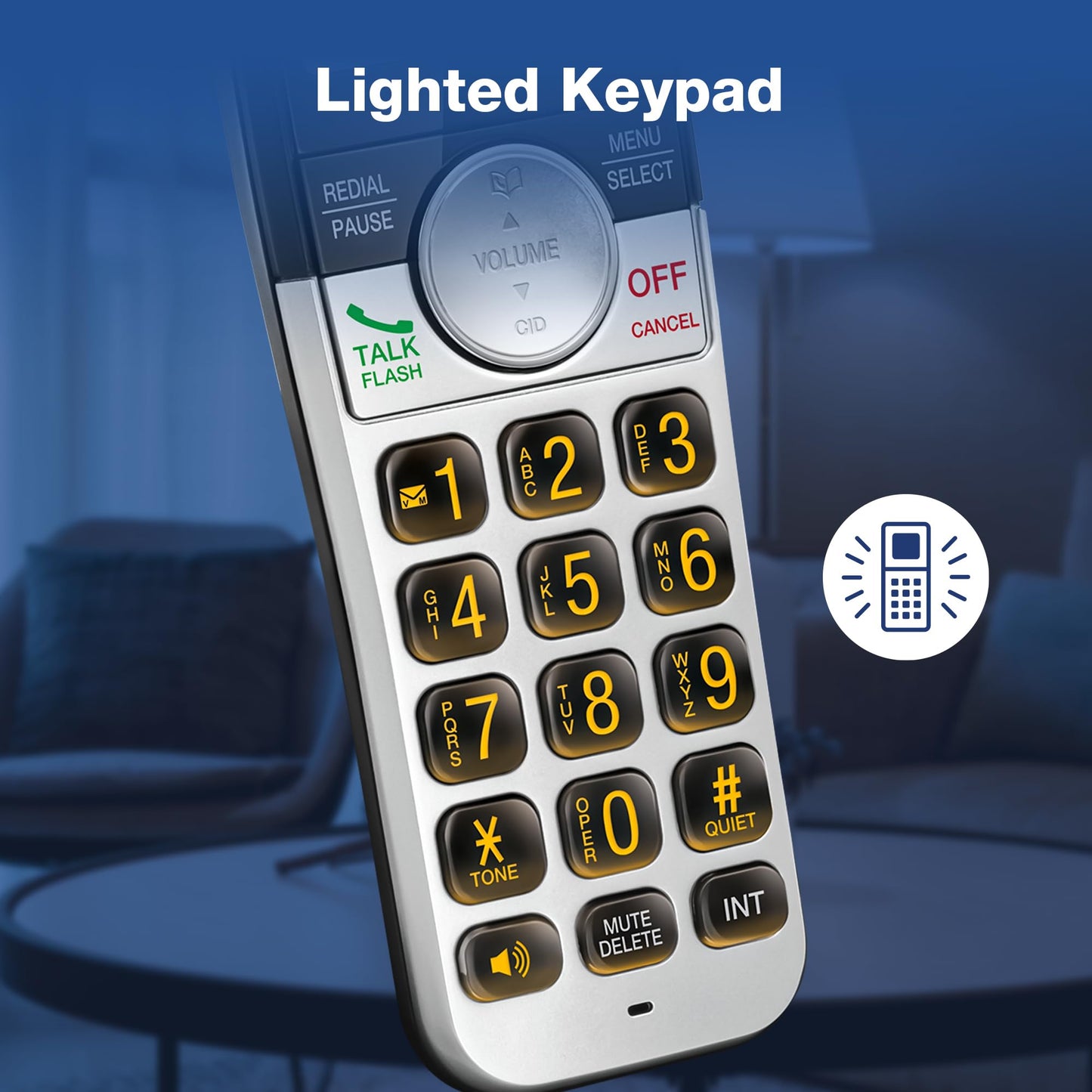 VTech - Teléfono inalámbrico con visualización Grande y Botones Grandes, DECT 6.0 con identificador de Llamadas/Llamada en Espera, Altavoz dúplex Completo, Modo Eco, último remarcado de 10 números,