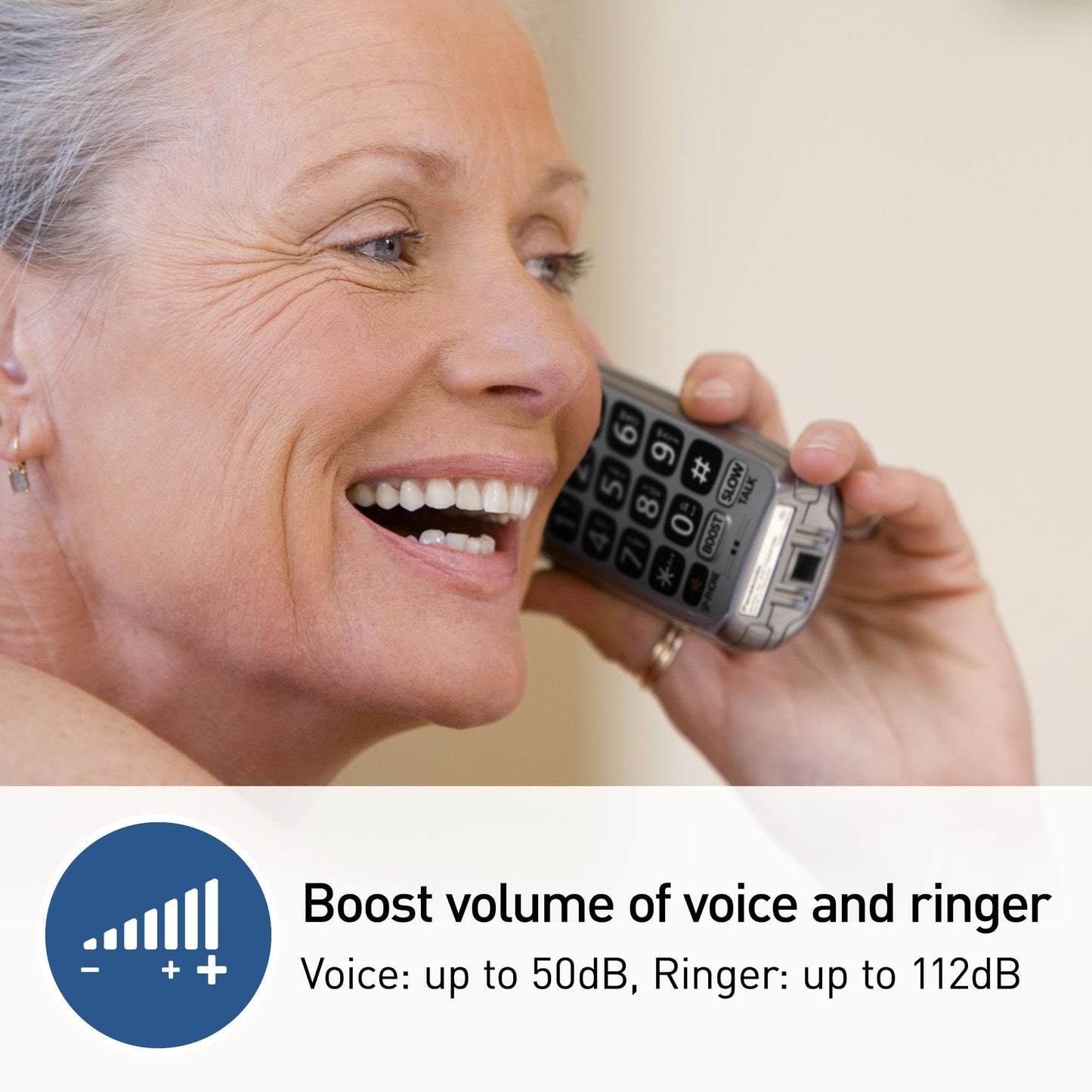 Panasonic kx-tgm450s Amplified teléfono inalámbrico con contestadora Digital, 1 Handset, Plata, Teléfono Amplificado - KX-TGM450S, Plateado