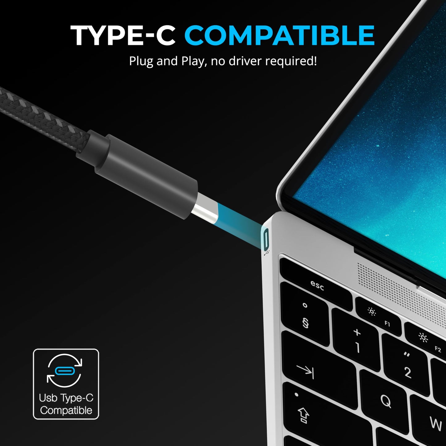 Concentrador USB-C SABRENT Negro de 7 Puertos con Interruptores de Alimentación y Carga Rápida