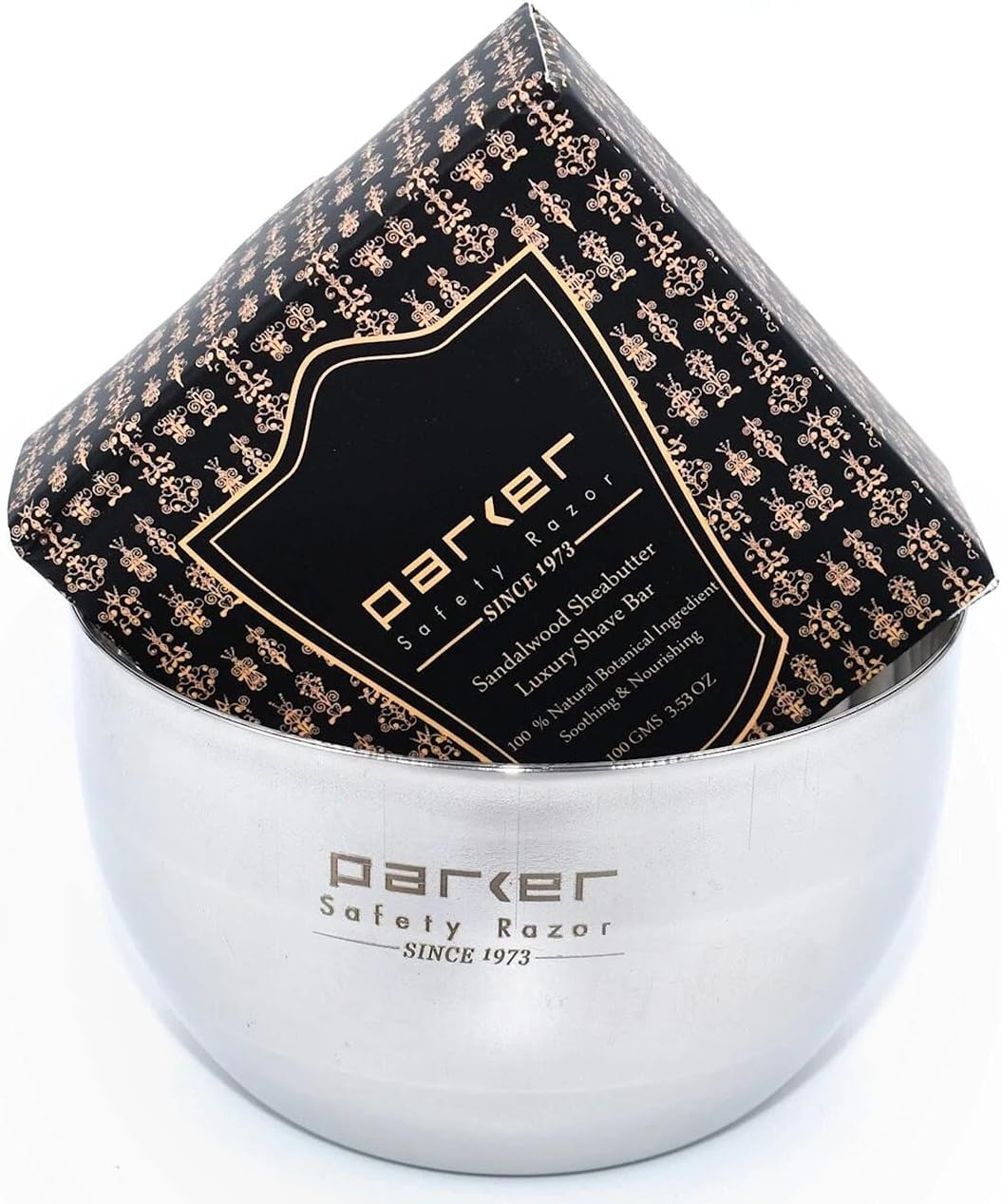Parker Deluxe - tazón de afeitar irrompible de acero inoxidable, para usar con tu jabón de afeitar favorito o crema de afeitar de espuma
