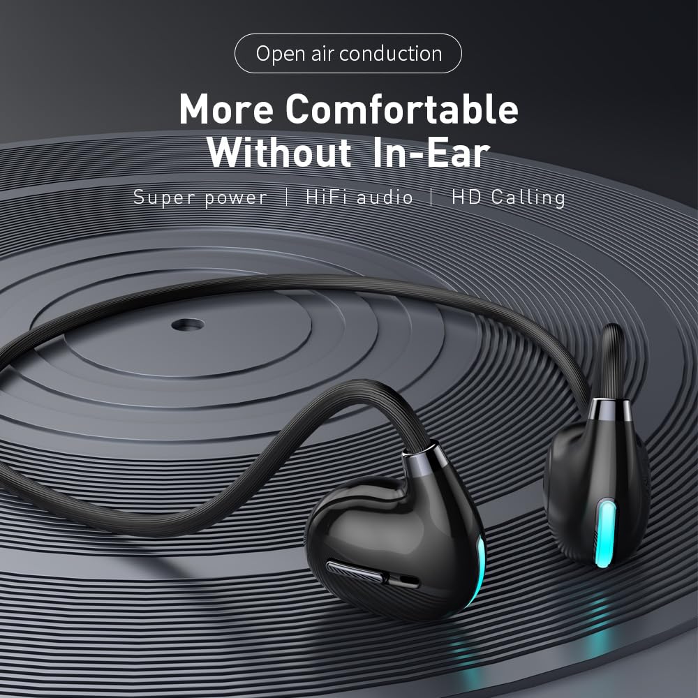 Auriculares Inalámbricos IHAO Luz Destello Diseño Oído Abierto para Deportes