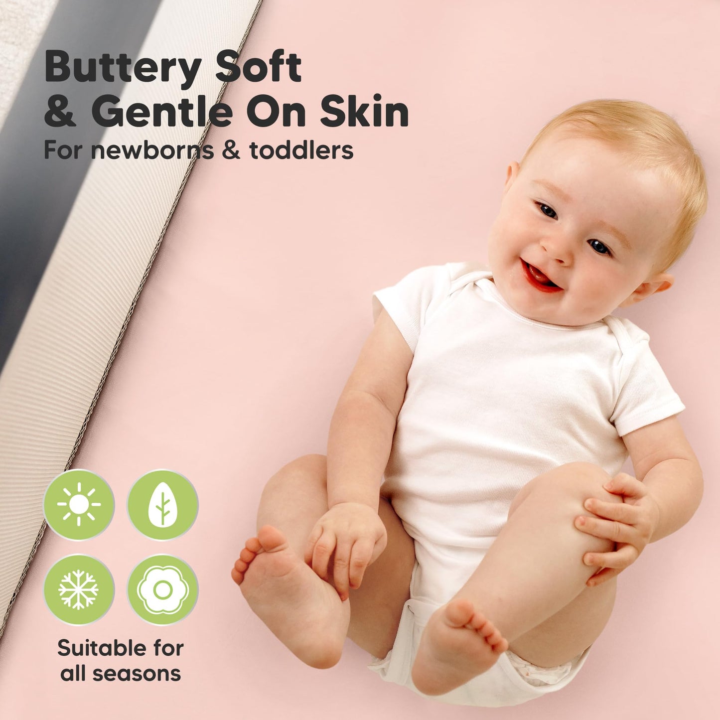 Paquete de 2 sábanas impermeables y de juego, mini sábanas para cuna ajustadas para niños, niñas, viscosa de 38 x 26 pulgadas de bambú Pack N Play para Graco, sábanas de cuna para bebé infantil neutro