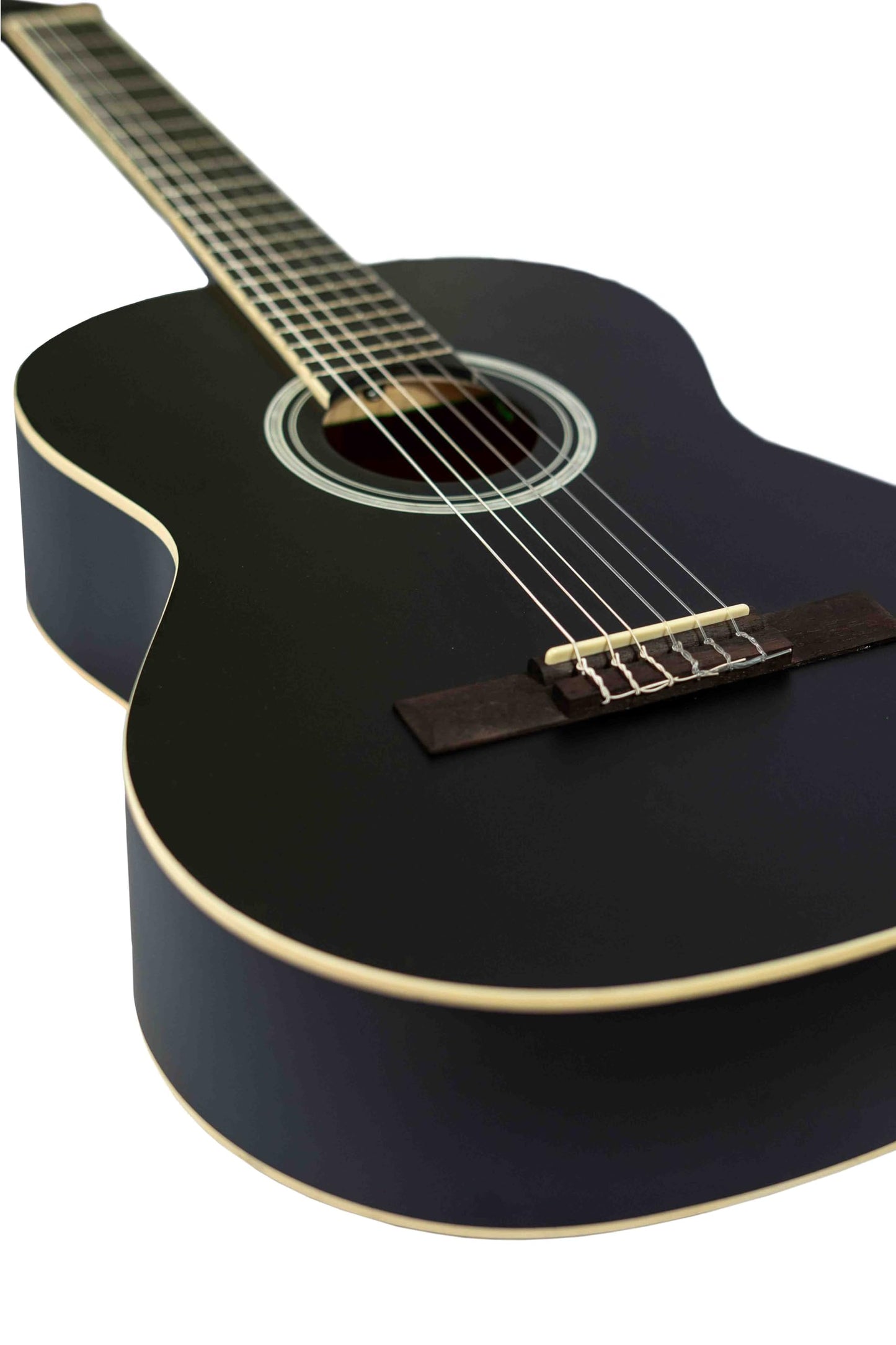 BAMBOO, Guitarra Clasica Negra Estudio con Funda, 39 pulgadas, 4/4, madera Linden. Ideal Estudiantes. Tamano Standard.