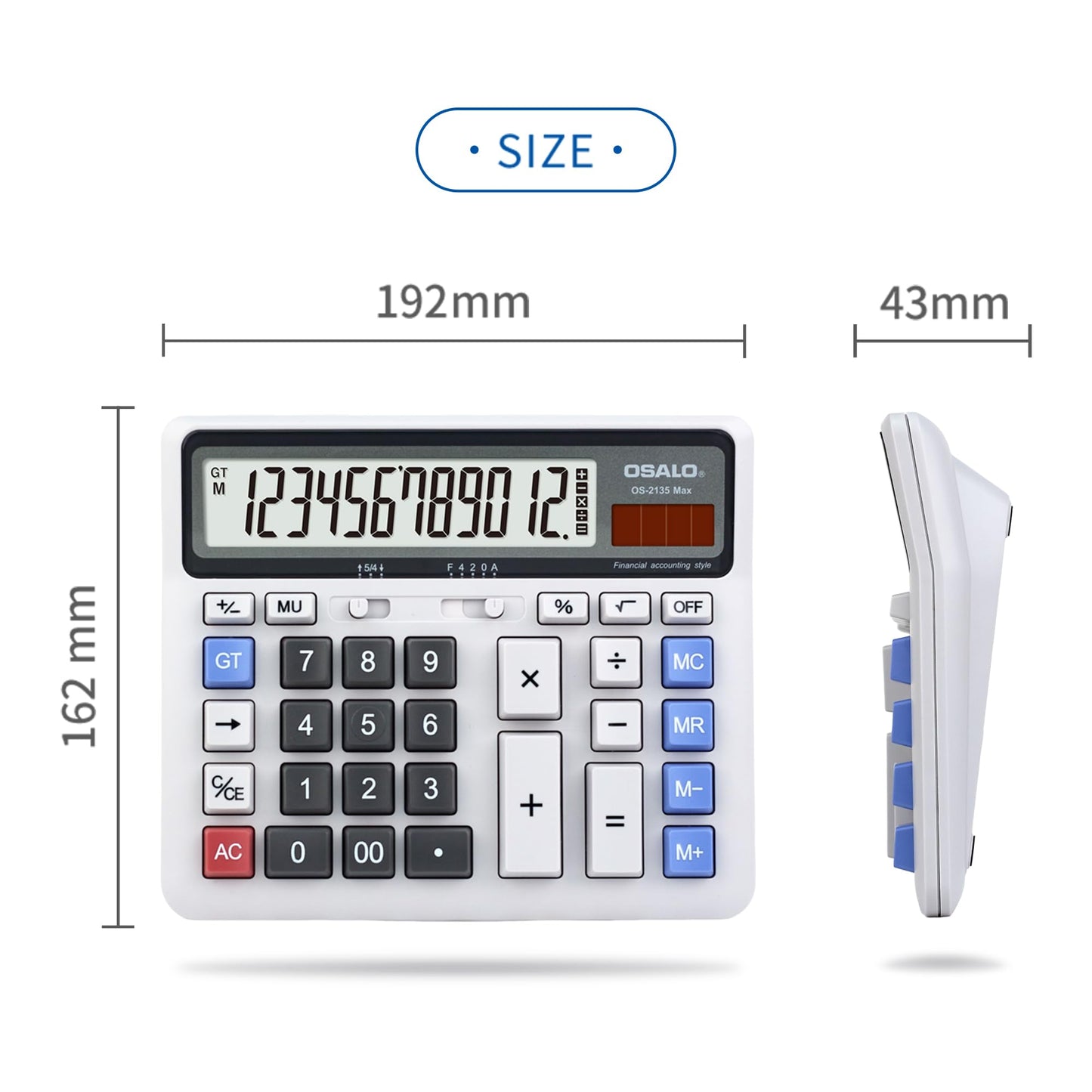 Pendancy Calculadora de Escritorio Pantalla LCD Extra grande Calculadora de Contabilidad de números Grandes de 12 dígitos con botón de Respuesta Gigante, para Office Business Home (2135-2 Piezas)