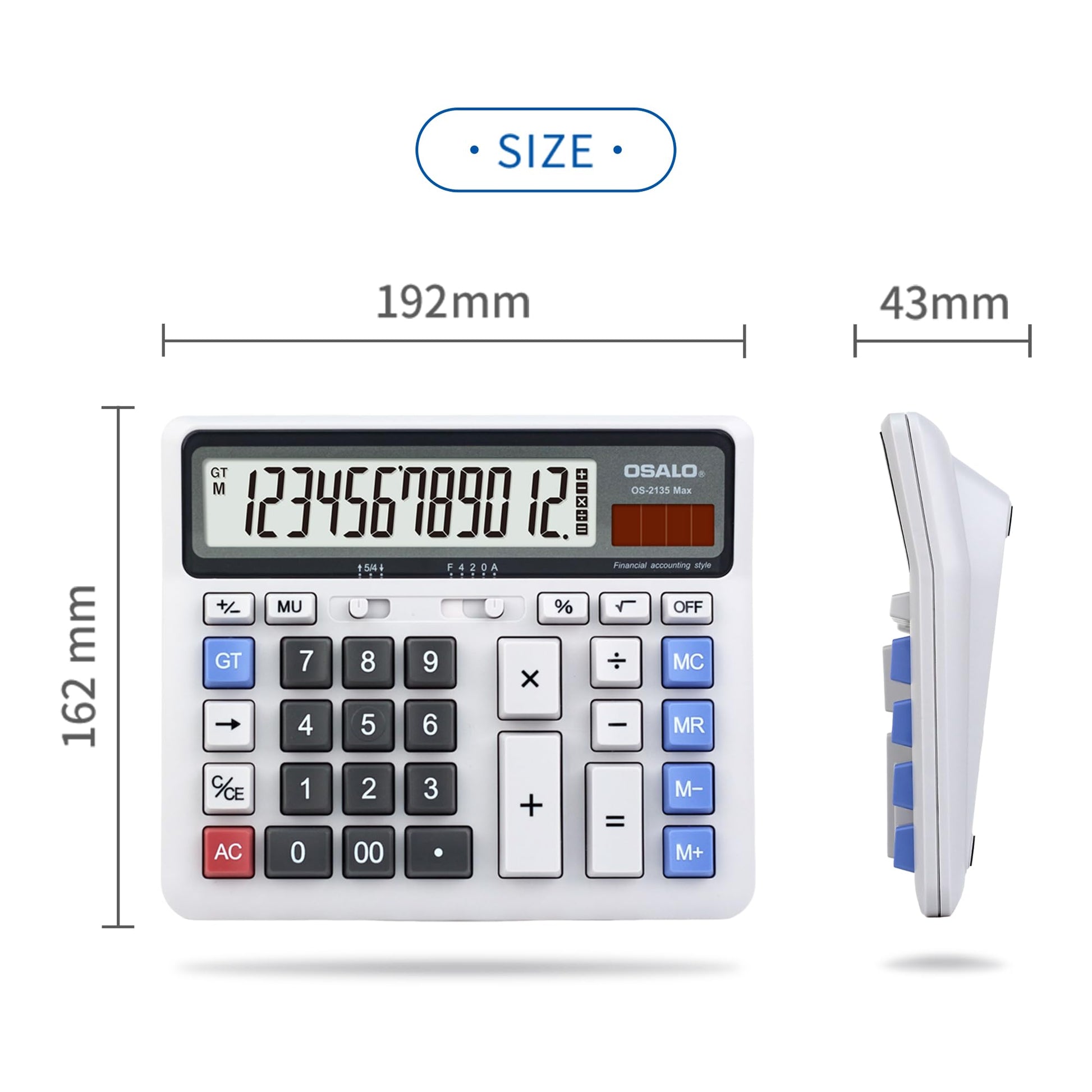 Pendancy Calculadora de Escritorio Pantalla LCD Extra grande Calculadora de Contabilidad de números Grandes de 12 dígitos con botón de Respuesta Gigante, para Office Business Home (2135-2 Piezas)