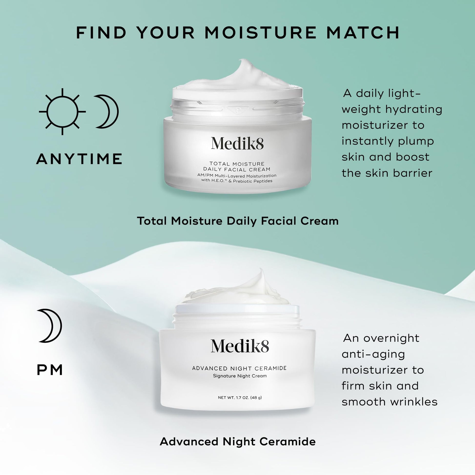 Medik8- Crema facial diaria Total Moisture: humectante facial hidratante con péptidos y ácido hialurónico: rellena