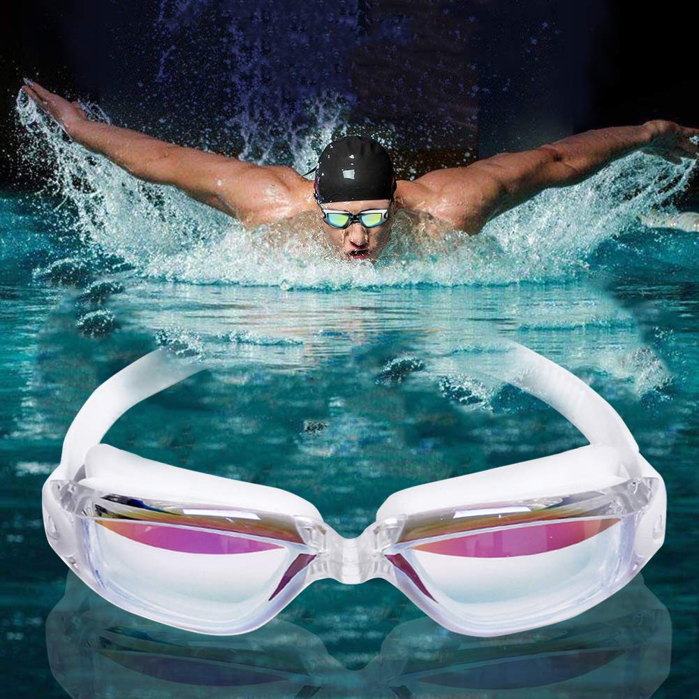 Gafas de Natación Sebami Blancas Protección UV Antivaho Ajustables para Adultos y Niños