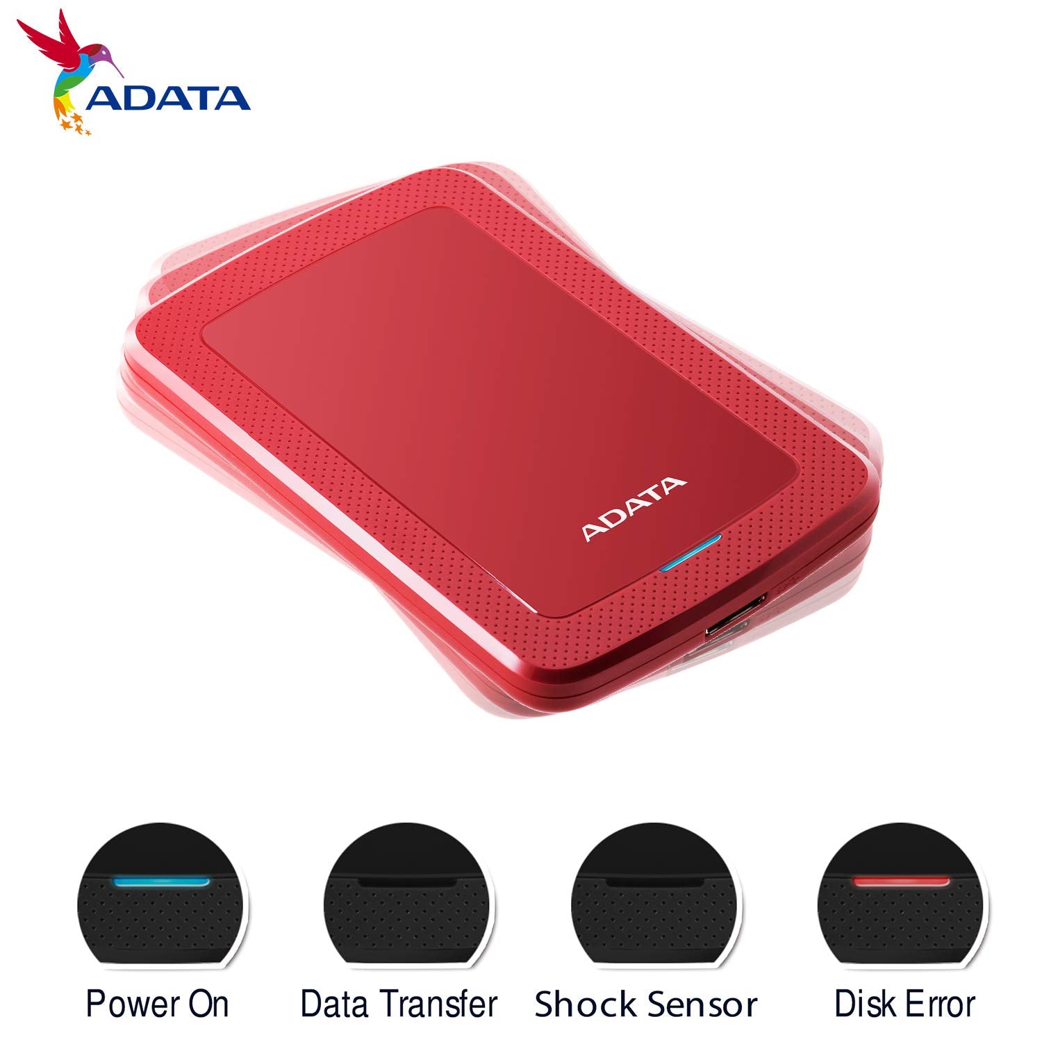 Disco Duro Externo ADATA Rojo Ultra Delgado HDD 1 TB USB 3.1